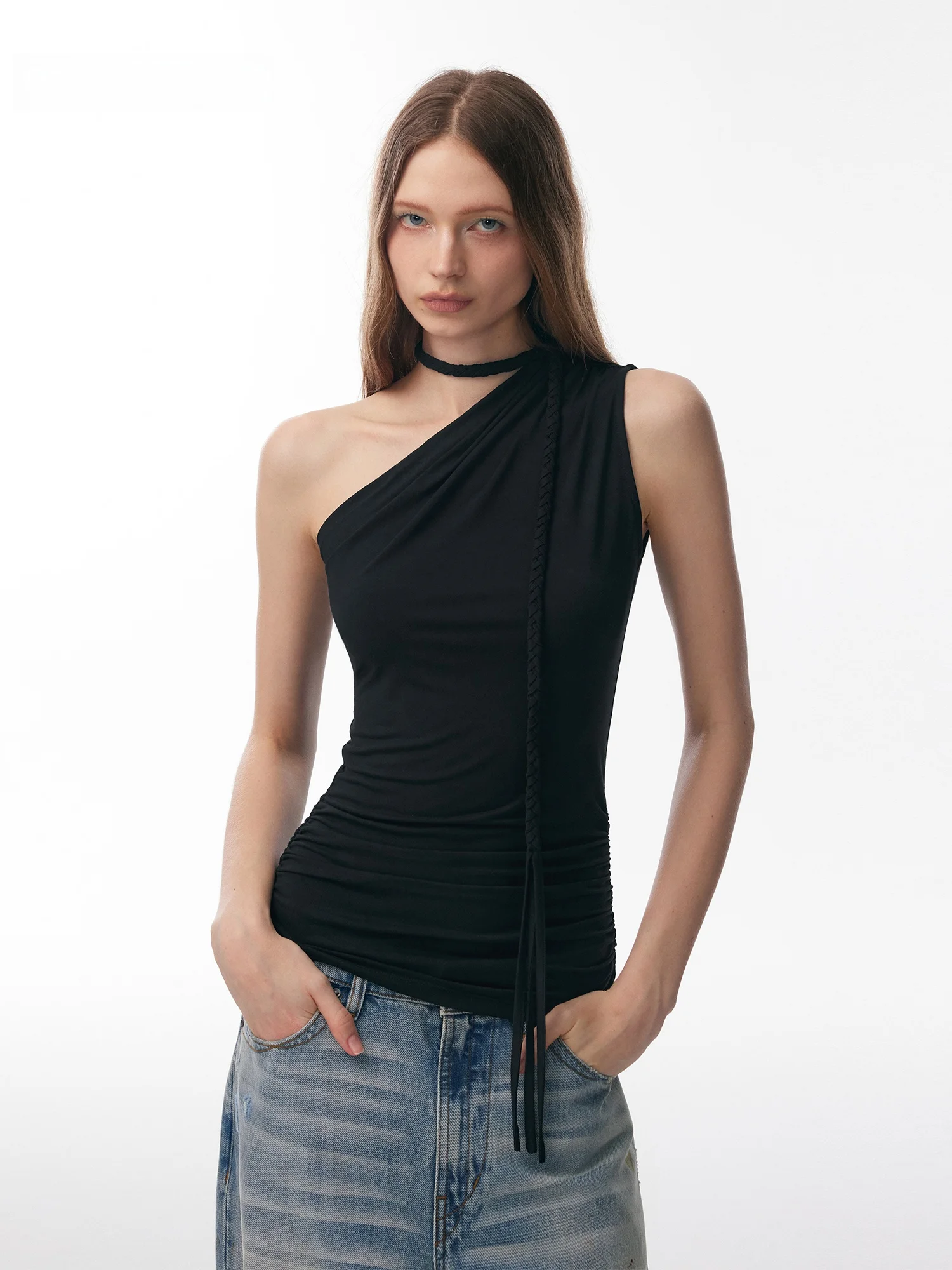 Annachic Handmade Rope Weaving off Shoulder Sleeveless Vest Women's Waist Cinching Pleated T-Shirt Top Commute Simple Style
Annachic Handmade Rope Weaving off Shoulder Sleeveless Vest Women's Waist Cinching Pleated T-Shirt Top Commute Simple Style