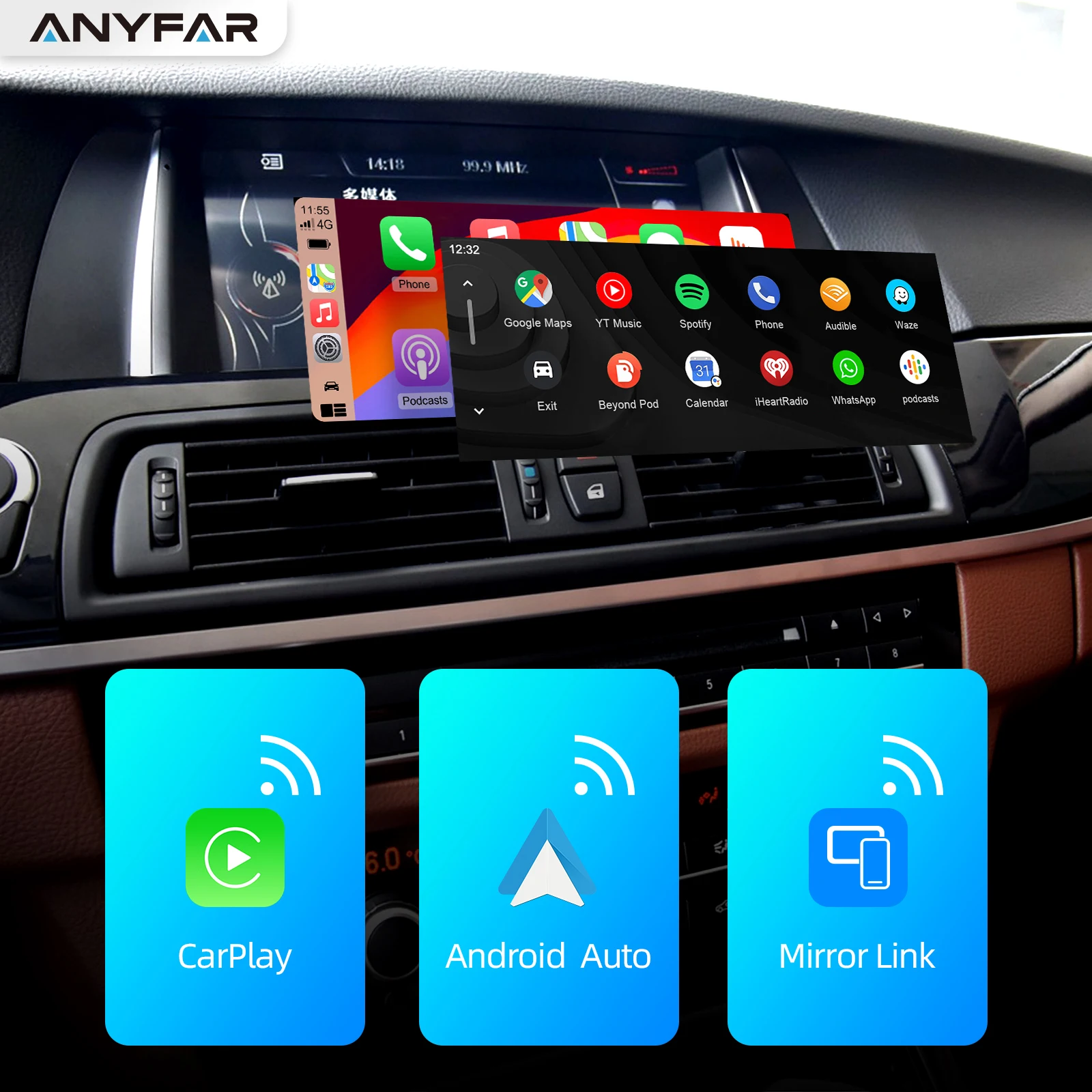 ANYFAR Wireless CarPlay/Android Auto Adapter for BMW CIC System Carplay Retrofit Decoder Module, Supports OEM Controls
ANYFAR Wireless CarPlay/Android Auto Adapter for BMW CIC System Carplay Retrofit Decoder Module, Supports OEM Controls