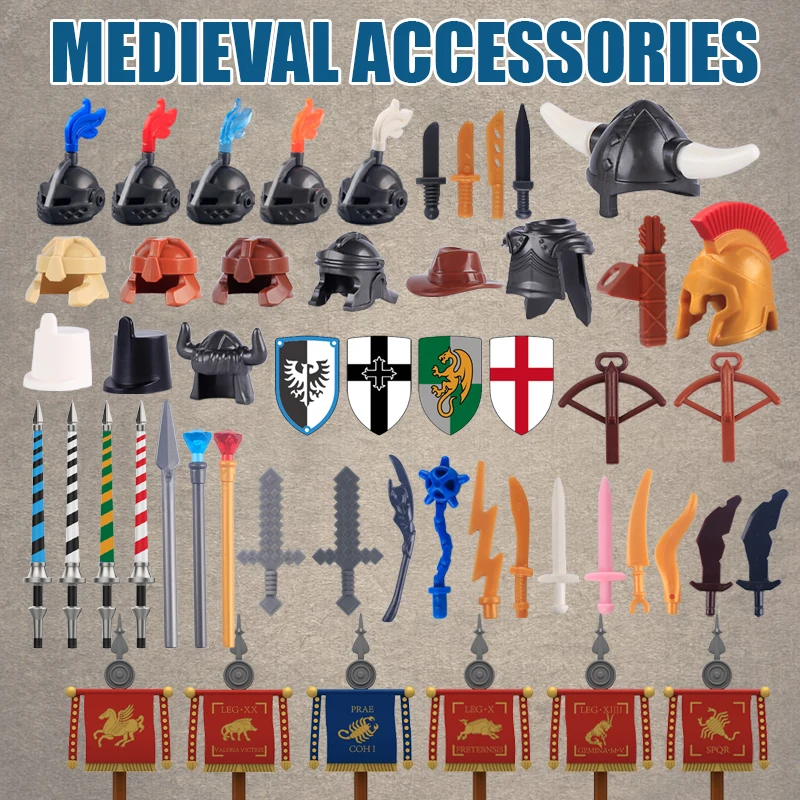 Средневековый замок, рыцари, аксессуары, строительные блоки, римский флаг, военная броня, меч, лук, стрела, шлем, щит, воин, кирпичи, игрушки
Средневековый замок, рыцари, аксессуары, строительные блоки, римский флаг, военная броня, меч, лук, стрела, шлем, щит, воин, кирпичи, игрушки