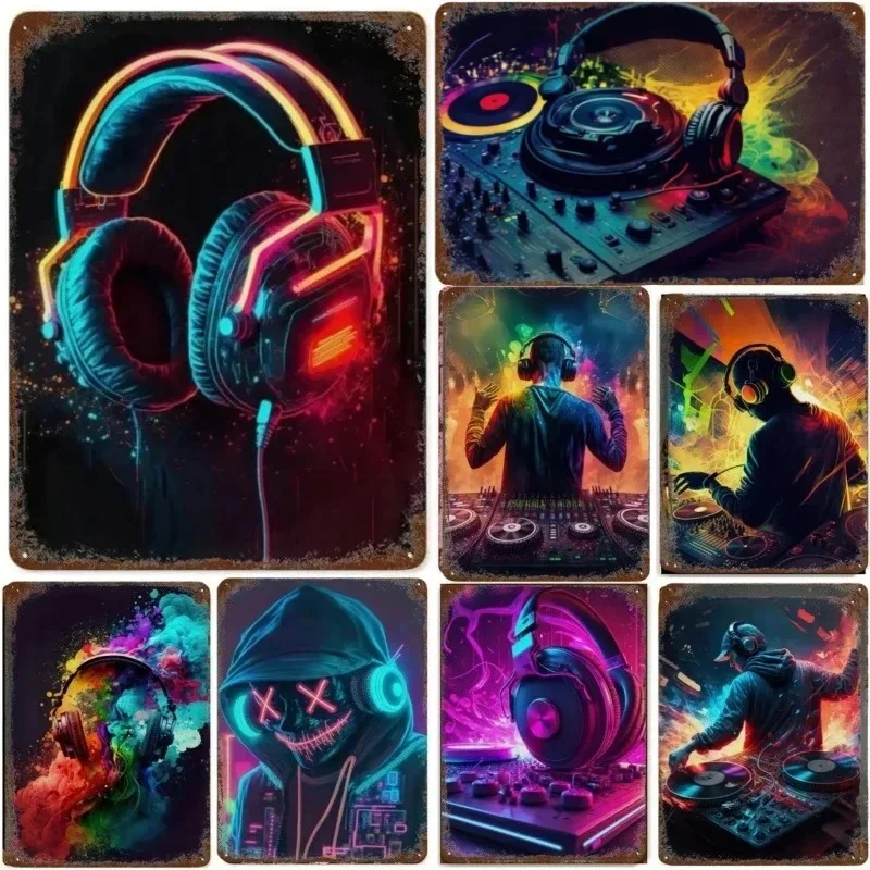 Neon Dj Vintage Metal Sign Posters Pop Art Retro Tin Sign Headphones Music Wall Art Decor Personality Bar Wall Poster
Neon Dj Vintage Metal Sign Posters Pop Art Retro Tin Sign Headphones Music Wall Art Decor Personality Bar Wall Poster