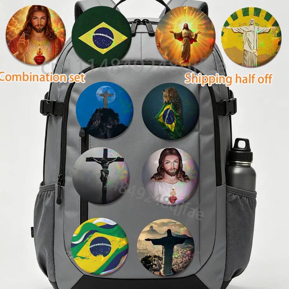 Brasil flag and Jesus Christ 2 piece set Pins Creativity Printed Pictures Text Metal Lapel Badges Brooches Jewelry Gift
Brasil flag and Jesus Christ 2 piece set Pins Creativity Printed Pictures Text Metal Lapel Badges Brooches Jewelry Gift
