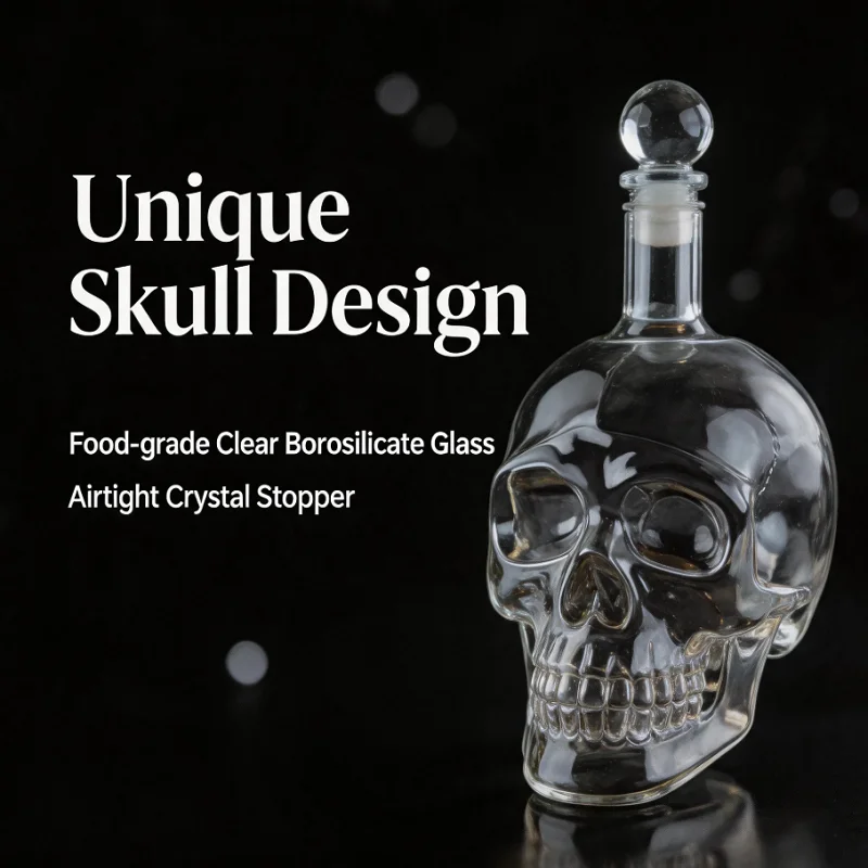 Novelty Skull Head Liquor Bottle, Clear Glass Decanter with Crystal Top, Practical Container for Wine Vodka Bar Supplies
Novelty Skull Head Liquor Bottle, Clear Glass Decanter with Crystal Top, Practical Container for Wine Vodka Bar Supplies