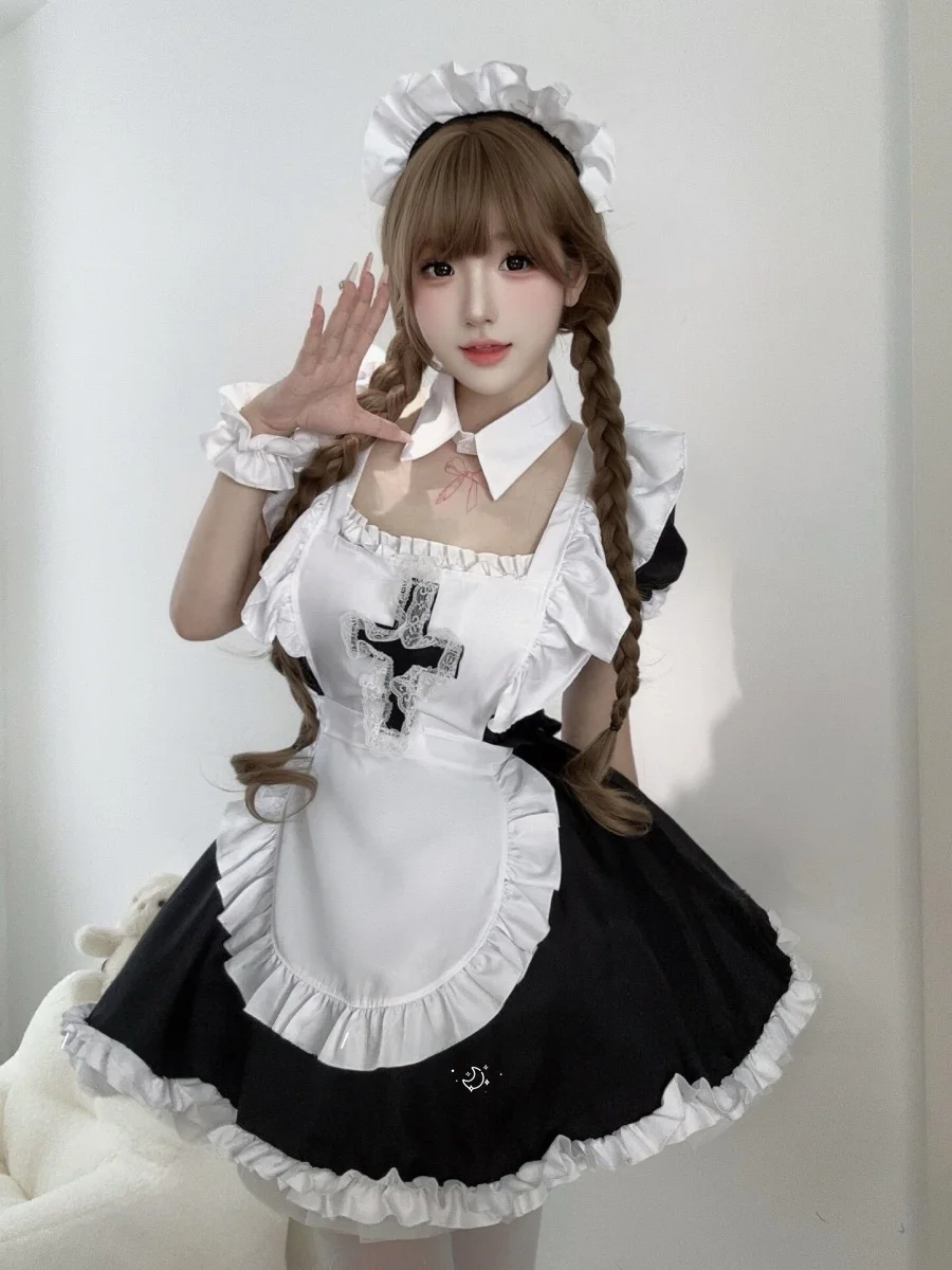 Large Size Angel Maid Uniform Cosplay Dress Cute Indigo Lolita Dress Halloween Cross Decoration Women's Clothing Polyester
Large Size Angel Maid Uniform Cosplay Dress Cute Indigo Lolita Dress Halloween Cross Decoration Women's Clothing Polyester
