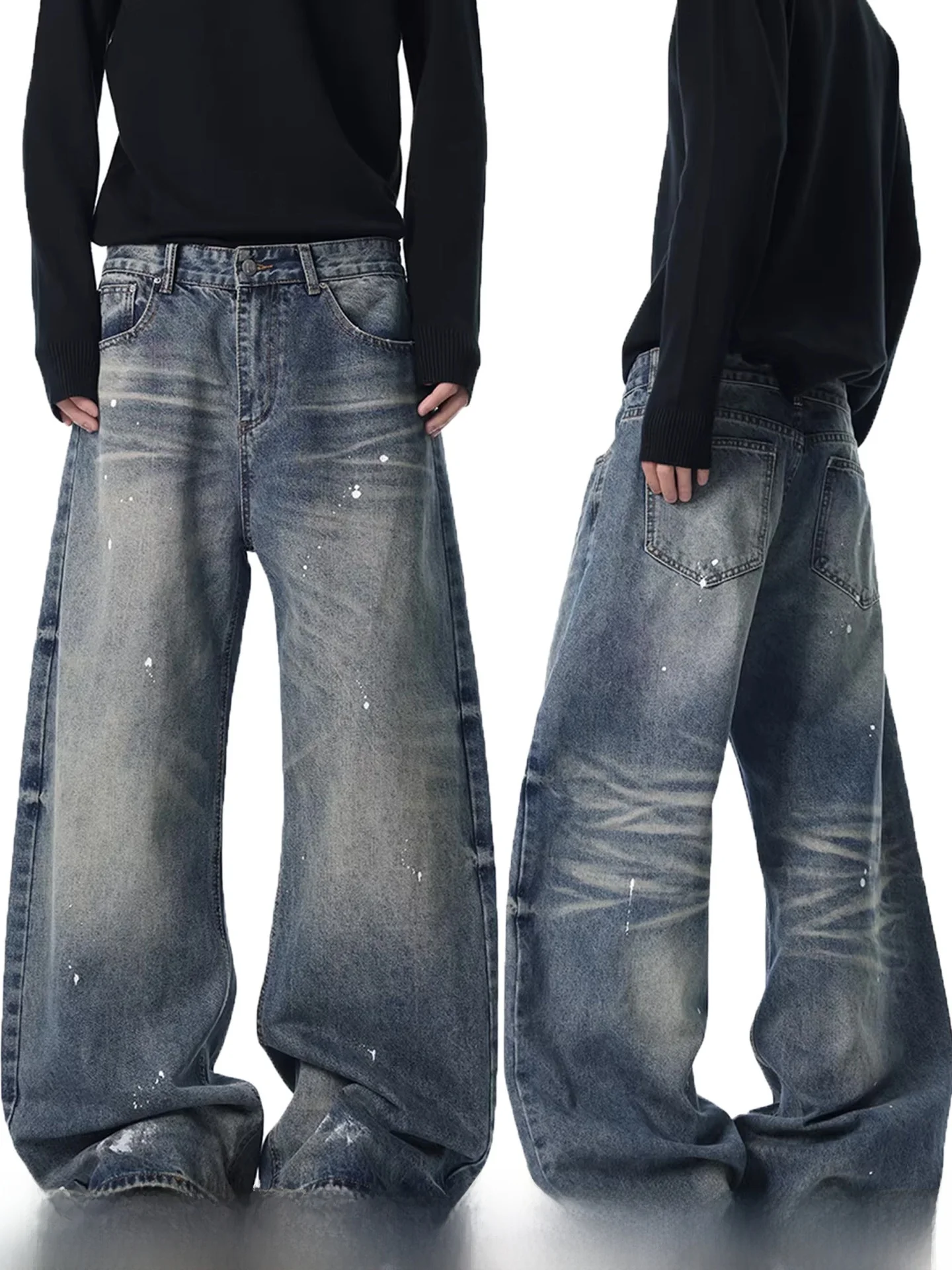Retro American Waed adient Dyeing Jeans Men's Trendy Loose Wide Leg Straight Tube Long Pants Cotton Polyester Blend Casual
Retro American Waed adient Dyeing Jeans Men's Trendy Loose Wide Leg Straight Tube Long Pants Cotton Polyester Blend Casual