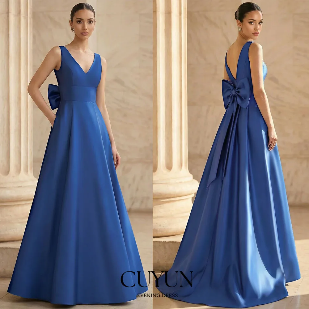 CUYUN Customized A-Line/Princess Evening Dresses 2026 V Neck Sleeveless Floor Length Formal Dresses with Bowknot Satin Long Gown
CUYUN Customized A-Line/Princess Evening Dresses 2026 V Neck Sleeveless Floor Length Formal Dresses with Bowknot Satin Long Gown