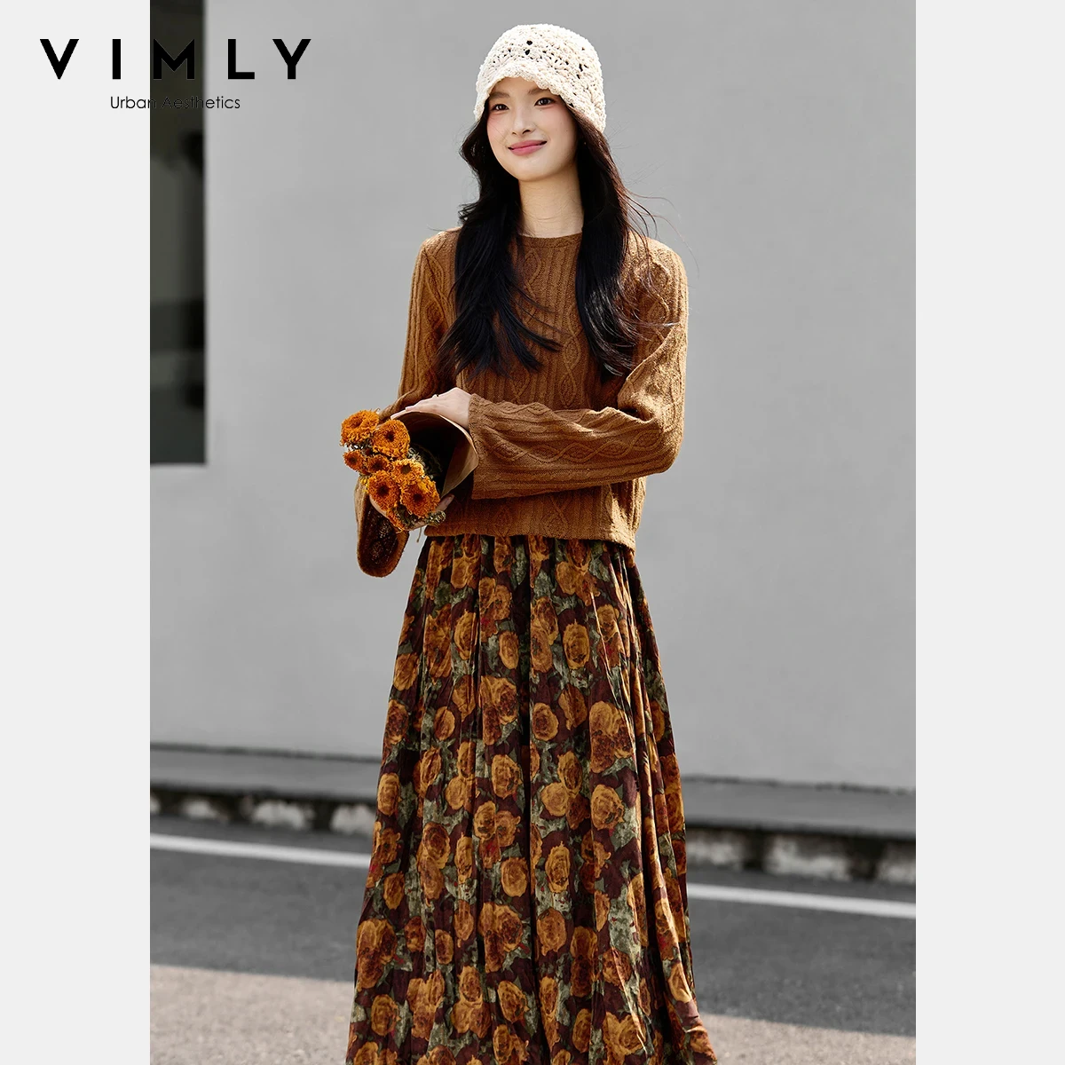 VIMLY Skirt Set Women's Autumn 2025 Flared Sleeve Knit Top & Elastic Waist Pleated Floral Skirt Beach Holiday Elegant Sets A2967
VIMLY Skirt Set Women's Autumn 2025 Flared Sleeve Knit Top & Elastic Waist Pleated Floral Skirt Beach Holiday Elegant Sets A2967
