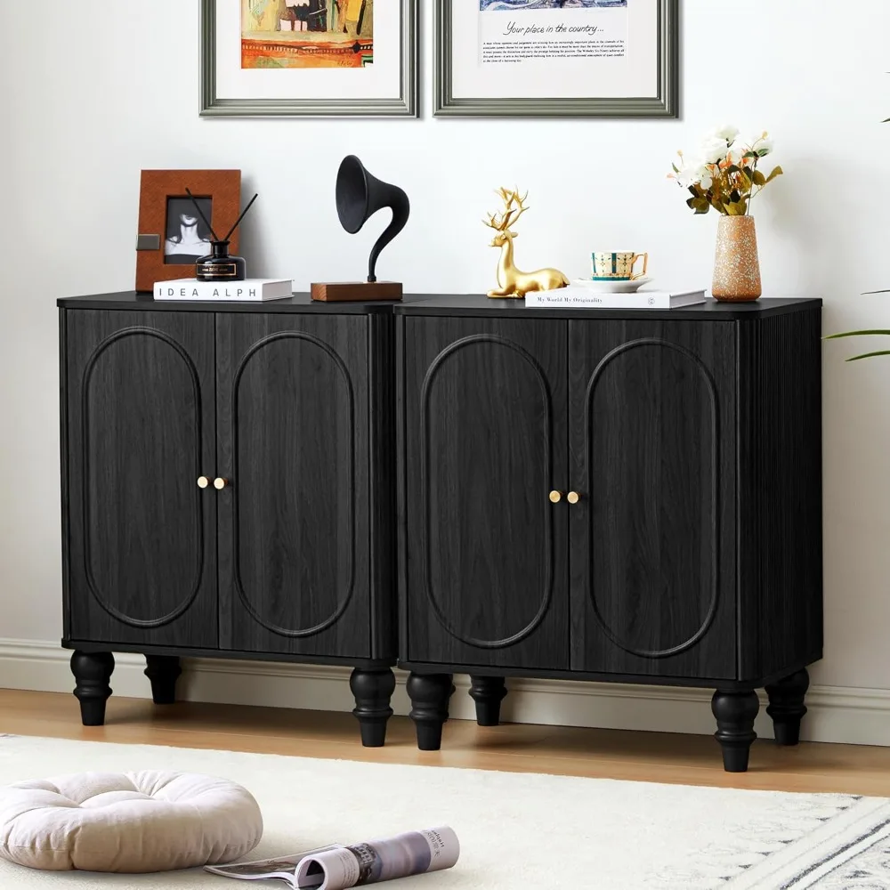 Fluted Storage Cabinet, Modern Credenza Wooden Accent Sideboard Buffet Cabinet Set of 2 with Adjustable Shelves and Solid W
Fluted Storage Cabinet, Modern Credenza Wooden Accent Sideboard Buffet Cabinet Set of 2 with Adjustable Shelves and Solid W