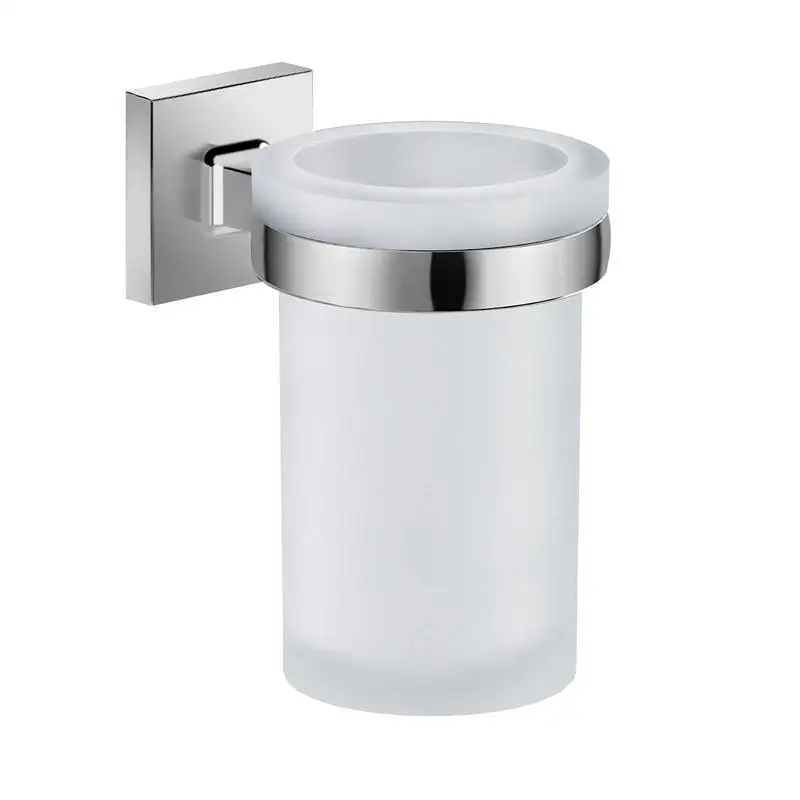 Держатель для зубных щеток с одним стаканом, чашка из закаленного стекла, хромированная отделка — современный аксессуар для ванной комнаты для организованного ухода за полостью рта 
Держатель для зубных щеток с одним стаканом, чашка из закаленного стекла, хромированная отделка — современный аксессуар для ванной комнаты для организованного ухода за полостью рта