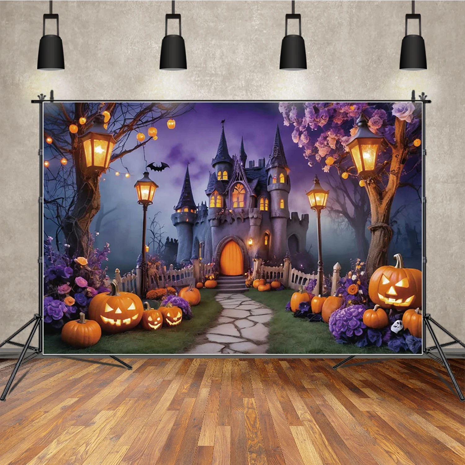 MOON.QG Halloween Castle Purple Flower Backgrounds for Photographs Pumpkin Backdrop Photozone Shooting Accessories Photo Studio
MOON.QG Halloween Castle Purple Flower Backgrounds for Photographs Pumpkin Backdrop Photozone Shooting Accessories Photo Studio