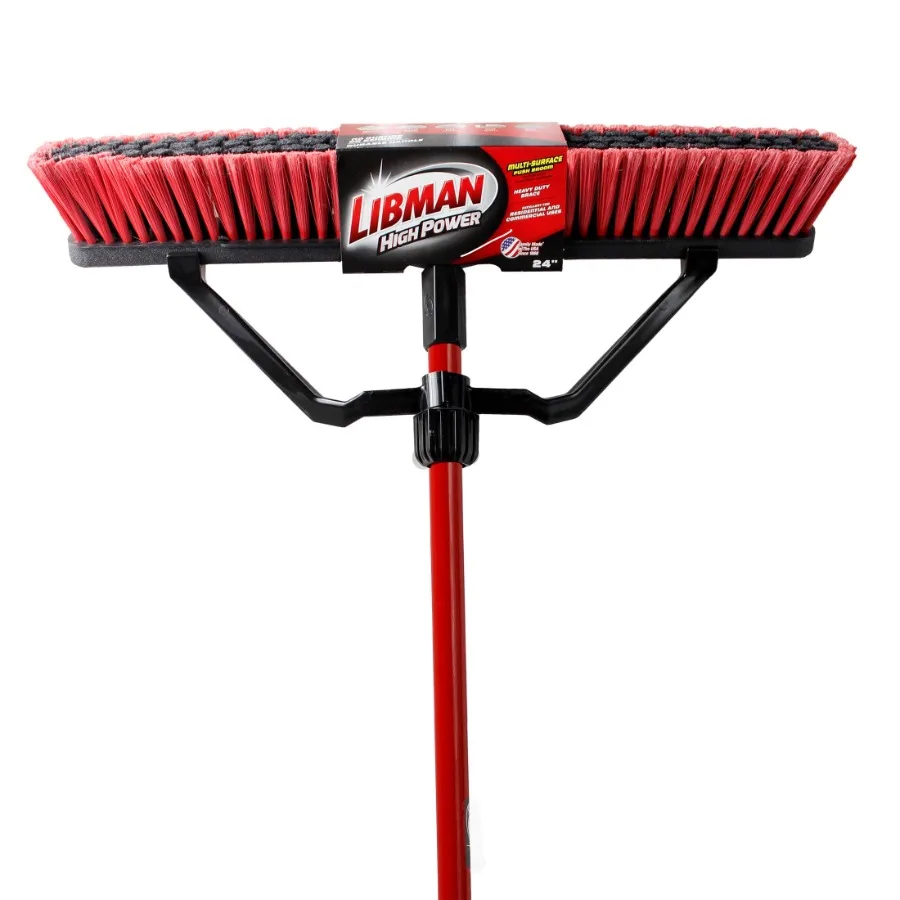 24" Wide Heavy Duty Outdoor Multi-Surface Push Broom Steel Handle Red Black
24" Wide Heavy Duty Outdoor Multi-Surface Push Broom Steel Handle Red Black