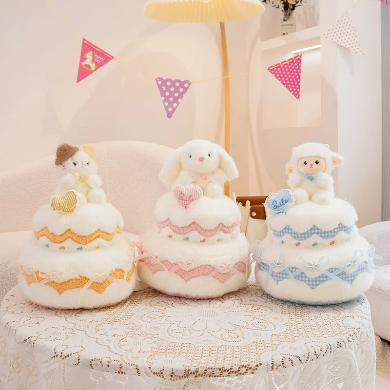30cm Cake Shape Plush Toy Cute Cat Rabbit Sheep Stuffed Animal Doll Soft Fluffy Dessert Theme Plushie Birthday Cake Design
30cm Cake Shape Plush Toy Cute Cat Rabbit Sheep Stuffed Animal Doll Soft Fluffy Dessert Theme Plushie Birthday Cake Design