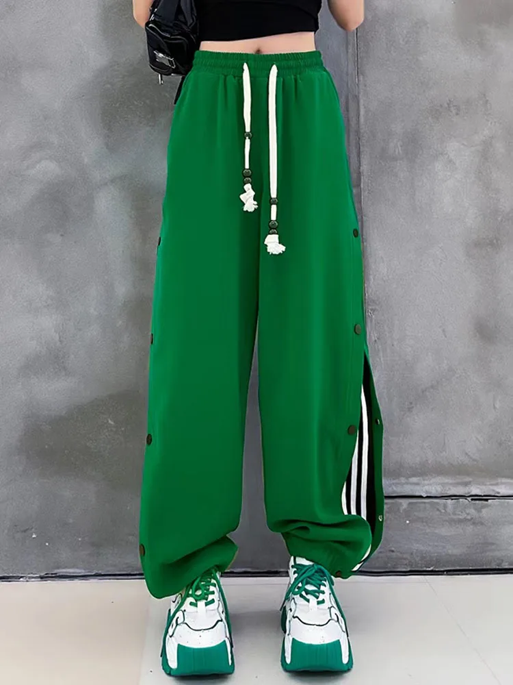 Drawstring Button Stitching Black Casual Pants Women Summer American Retro Loose Unisex Sweatpants Mopping Green Trousers Female
Drawstring Button Stitching Black Casual Pants Women Summer American Retro Loose Unisex Sweatpants Mopping Green Trousers Female