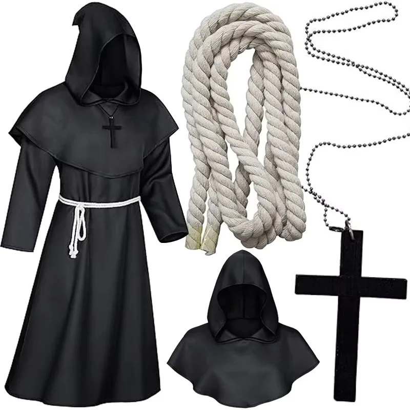Halloween Wizard Costume Cosplay Medieval Hooded Robe Costume Monk Friar Robes Priest Costume Ancient Clothing Christian Suit
Halloween Wizard Costume Cosplay Medieval Hooded Robe Costume Monk Friar Robes Priest Costume Ancient Clothing Christian Suit