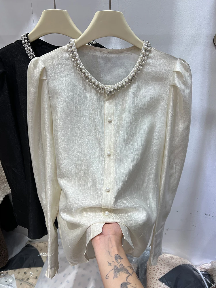 Elegant Long Sleeve Bubble Sleeve Shirt Women's round Neck Beautiful European Style Spring Autumn Design Sense Fashion Top
Elegant Long Sleeve Bubble Sleeve Shirt Women's round Neck Beautiful European Style Spring Autumn Design Sense Fashion Top