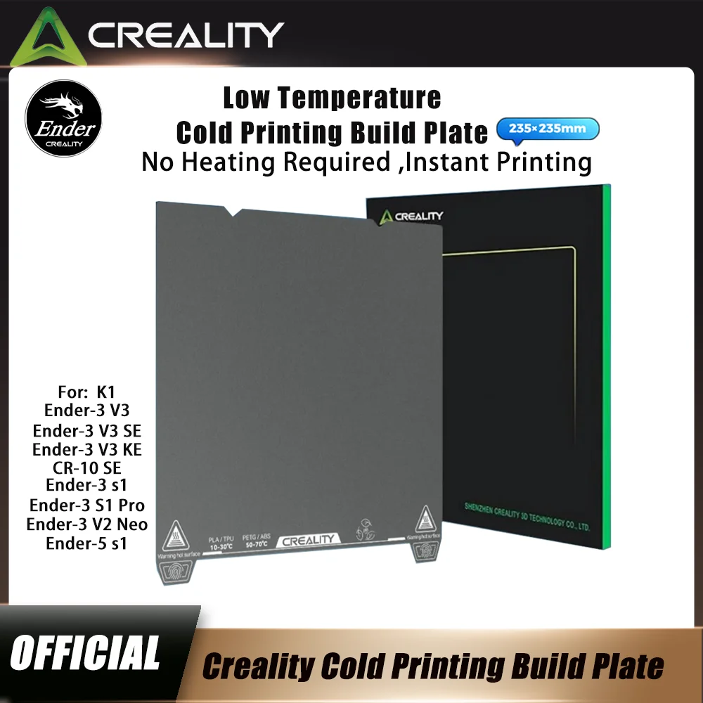 Creality Cold Printing Build Plate Low Temperature 235x235mm Double-Sided No Heating Required for K1/Ender-3 V3 SE/KE/CR-10 SE
Creality Cold Printing Build Plate Low Temperature 235x235mm Double-Sided No Heating Required for K1/Ender-3 V3 SE/KE/CR-10 SE