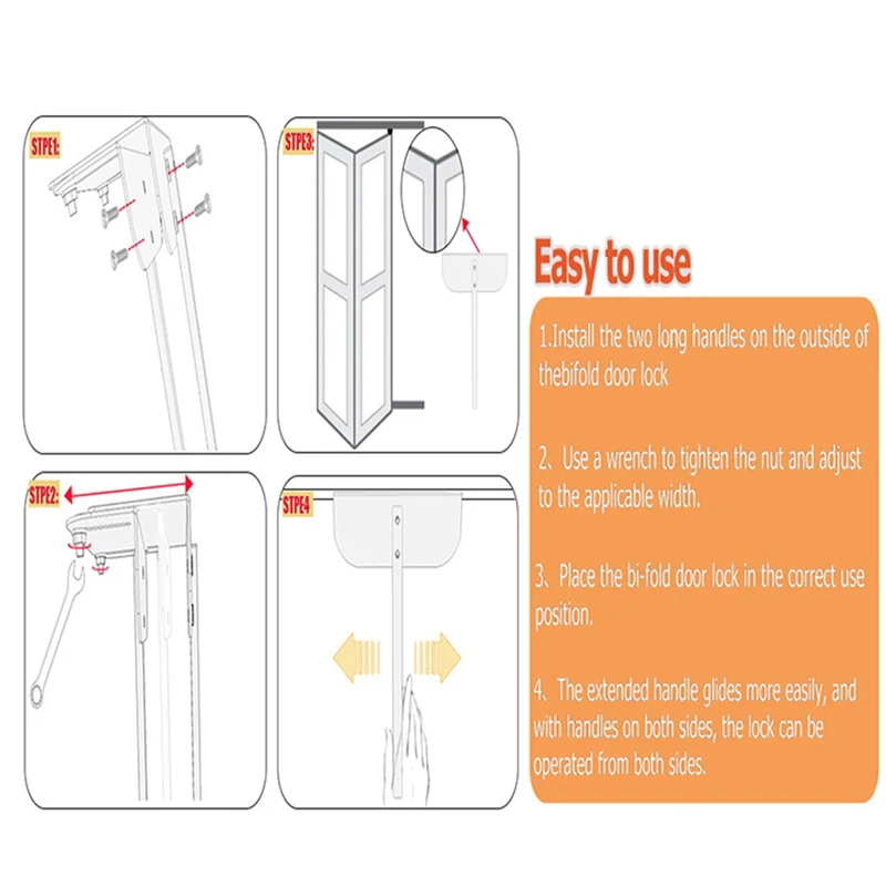 A37T-2X Metal Bifold Door Lock Adjustable Bifold Closet Door Lock(Fits 0.6-2Inch Bi-Fold Door)Bifold Door Child Safetys Lock
A37T-2X Metal Bifold Door Lock Adjustable Bifold Closet Door Lock(Fits 0.6-2Inch Bi-Fold Door)Bifold Door Child Safetys Lock