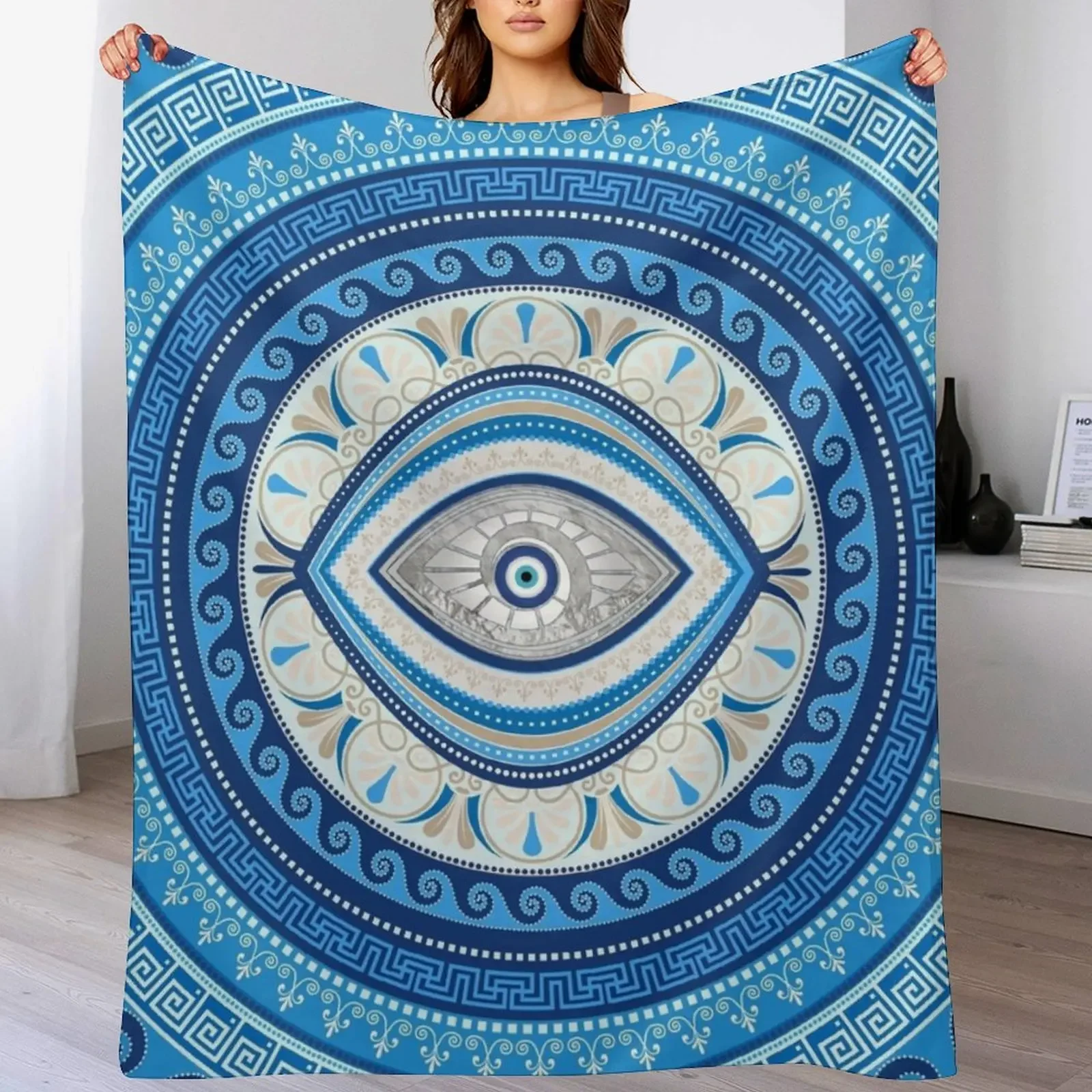 Greek Mati Mataki - Greek Evil Eye ornament Throw Blanket Color Fast Cozy Throw Blanket
Greek Mati Mataki - Greek Evil Eye ornament Throw Blanket Color Fast Cozy Throw Blanket