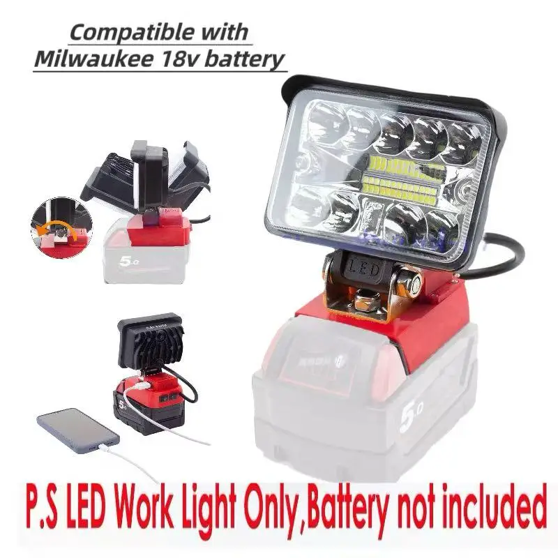 LED Work Light For Milwaukee 18v Lithium Ion Cordless Battery (2800LM)- w/FAST CHARGE w/USB port(without battery and too)
LED Work Light For Milwaukee 18v Lithium Ion Cordless Battery (2800LM)- w/FAST CHARGE w/USB port(without battery and too)
