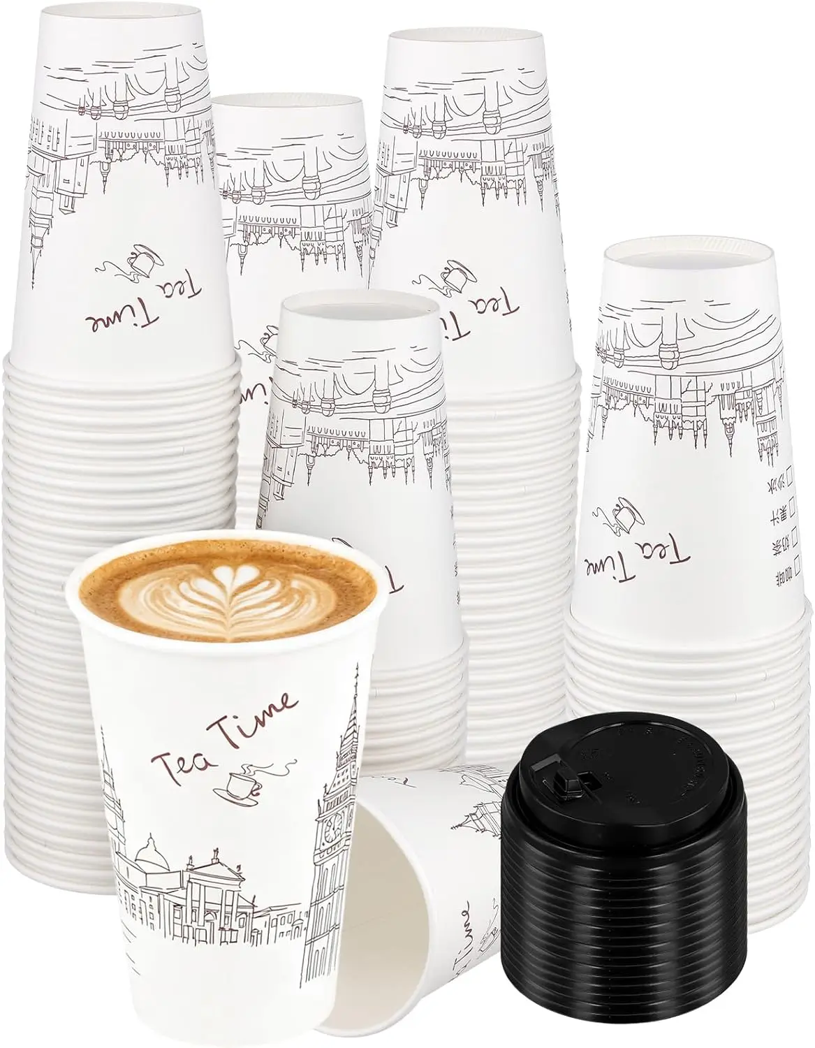 100 Sets 16oz Disposable Coffee Cups with Lids, To Go Coffee Cups for Cafe Shops, Cappuccino Hot Chocolate Beverage
100 Sets 16oz Disposable Coffee Cups with Lids, To Go Coffee Cups for Cafe Shops, Cappuccino Hot Chocolate Beverage