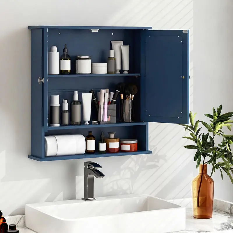 Double Door Wall-Mounted Bathroom Mirror Cabinet with Storage Shelf-Blue
Double Door Wall-Mounted Bathroom Mirror Cabinet with Storage Shelf-Blue