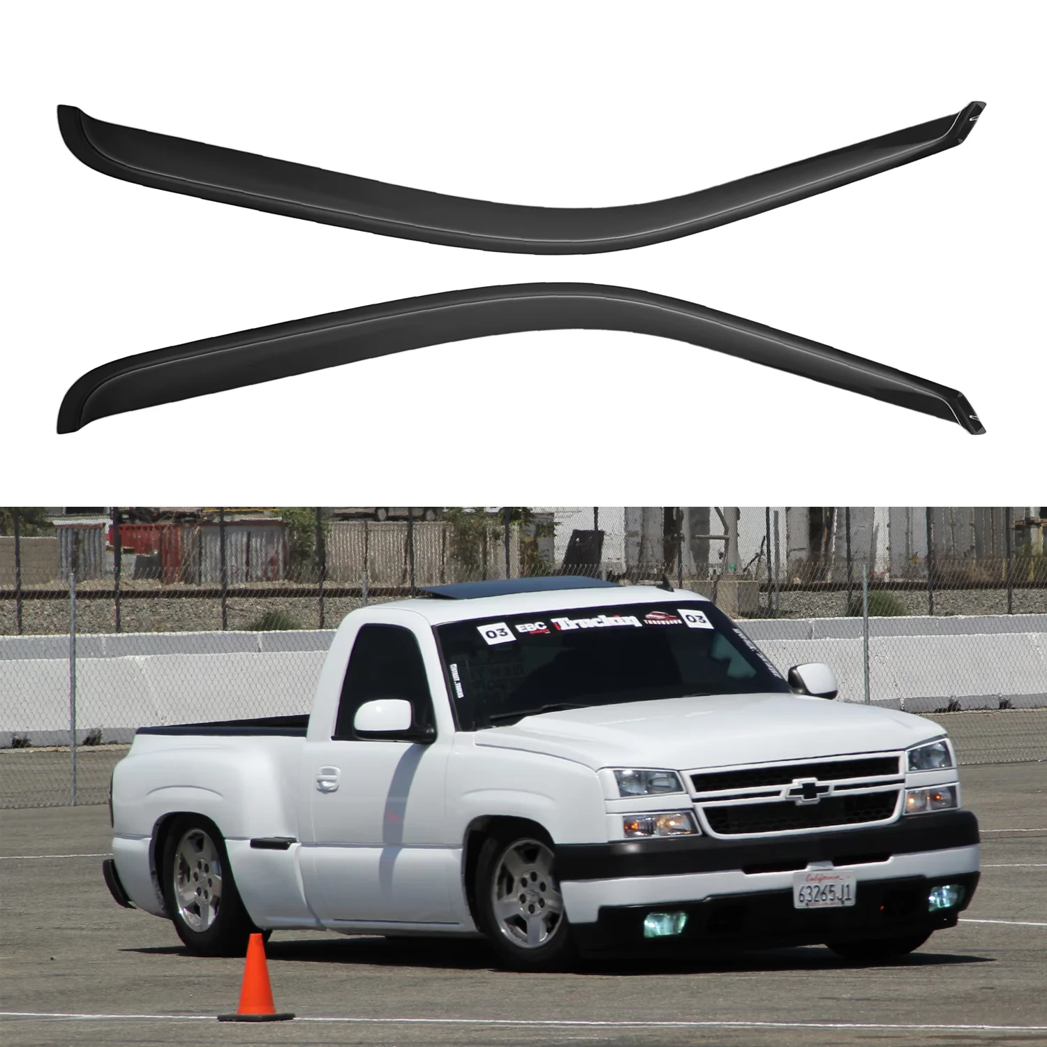 For Chevy Silverado Standard Cab 1999-2007 & GMC Sierra Standard Cab 1999-2007 Wind Deflectors Tinted 2pcs Set Side Window Visors No Drainage Channel 1.5MM Thickness
For Chevy Silverado Standard Cab 1999-2007 & GMC Sierra Standard Cab 1999-2007 Wind Deflectors Tinted 2pcs Set Side Window Visors No Drainage Channel 1.5MM Thickness