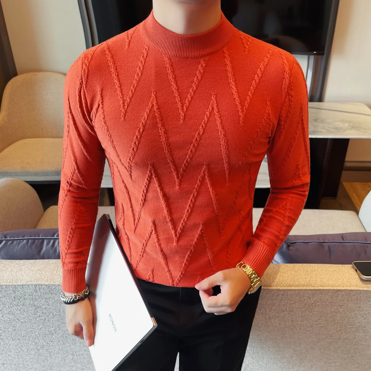 Свитер, мужская одежда, осень-зима, новые вязаные мужские свитера с длинными рукавами, облегающие повседневные эластичные удобные пуловеры Homme 4XL
Свитер, мужская одежда, осень-зима, новые вязаные мужские свитера с длинными рукавами, облегающие повседневные эластичные удобные пуловеры Homme 4XL