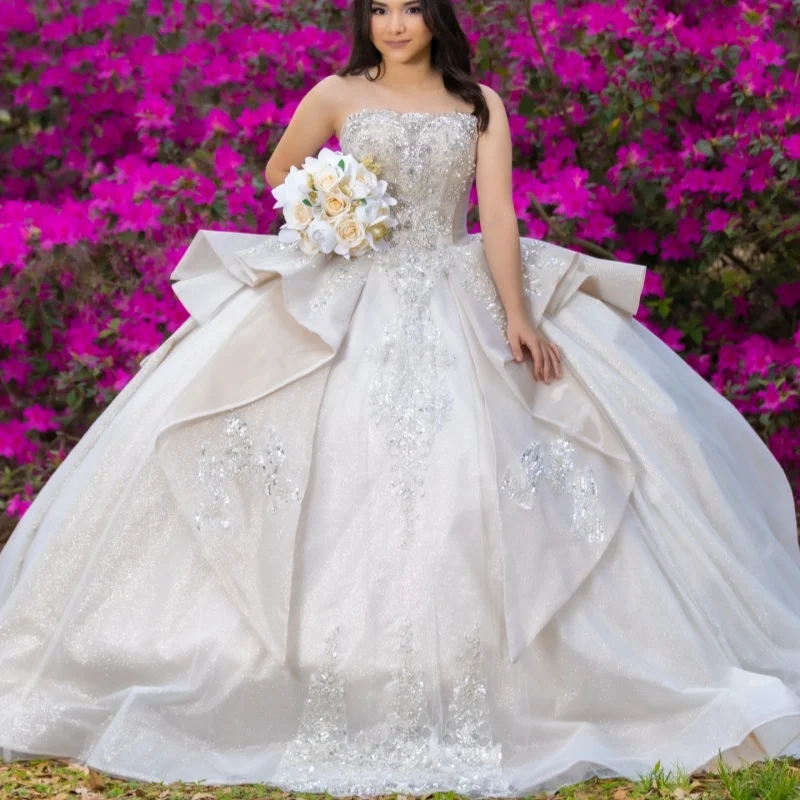 Light Quinceanera Dress off-shoulder Sequins Crystal Decal Lace Long tail Big Bow vestidos de 15 Quinceanera Customize
Light Quinceanera Dress off-shoulder Sequins Crystal Decal Lace Long tail Big Bow vestidos de 15 Quinceanera Customize