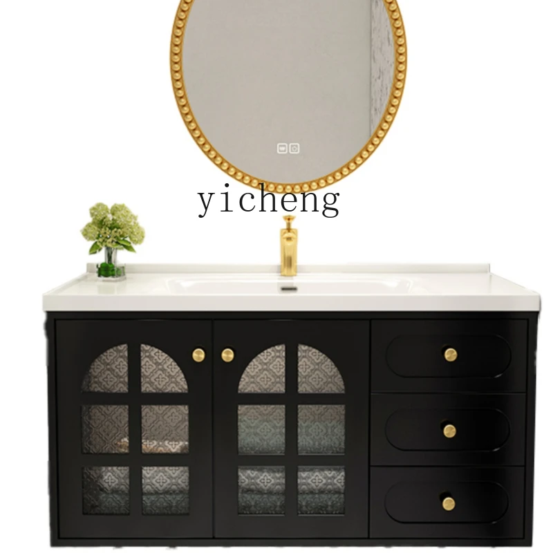 ZF Retro Style Bathroom Cabinet Combination Black Bathroom Cabinet Simple Hand Washing Basin Cabinet
ZF Retro Style Bathroom Cabinet Combination Black Bathroom Cabinet Simple Hand Washing Basin Cabinet