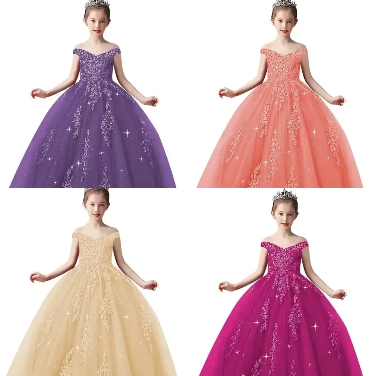 Customized Flower Girl Dresses For Weddings Lace Applique Off Shoulder Princess Ball Gown Kids Birthday Party Communion Gown
Customized Flower Girl Dresses For Weddings Lace Applique Off Shoulder Princess Ball Gown Kids Birthday Party Communion Gown