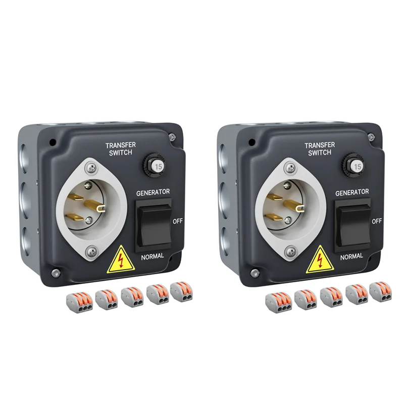 A11F-Generator Transfer Switch Weatherproof Transfer Switch Pre-Wired With Circuit Breaker For RV, 15A 125V US Plug, 2 PCS
A11F-Generator Transfer Switch Weatherproof Transfer Switch Pre-Wired With Circuit Breaker For RV, 15A 125V US Plug, 2 PCS
