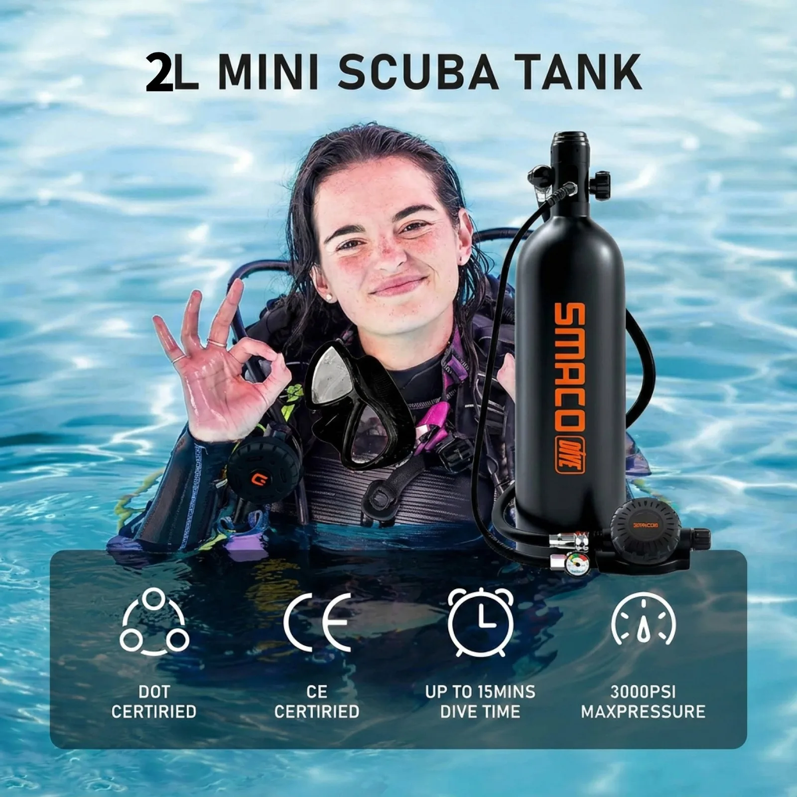 Комплект для дайвинга SMACO S700plus, включающий портативный баллон для дайвинга объемом 1,9 литра, съемную маску для дайвинга с углом обзора 180°. ° Панора
Комплект для дайвинга SMACO S700plus, включающий портативный баллон для дайвинга объемом 1,9 литра, съемную маску для дайвинга с углом обзора 180°. ° Панора