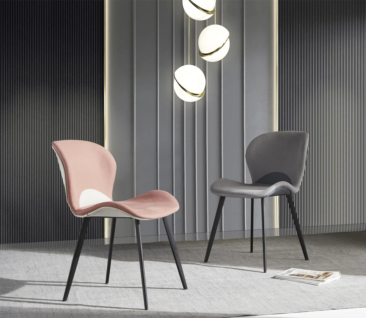 Modern leather metal chair soft fabric pink dining chair for home
Modern leather metal chair soft fabric pink dining chair for home