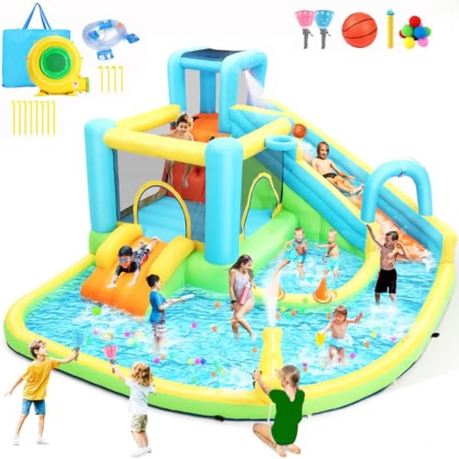 13-in-1 Inflatable Water Slide for with Blower Super Pool Backyard Waterslide Bounce House featuring 2 Slides Pools Jumping Are
13-in-1 Inflatable Water Slide for with Blower Super Pool Backyard Waterslide Bounce House featuring 2 Slides Pools Jumping Are
