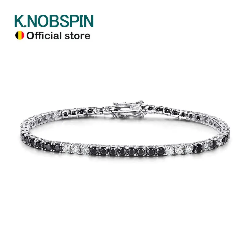 KNOBSPIN Black White All Moissanite Tennis Bracelets for Women Man Original s925 Sterling Silver Plated 18k White Gold Bracelet
KNOBSPIN Black White All Moissanite Tennis Bracelets for Women Man Original s925 Sterling Silver Plated 18k White Gold Bracelet