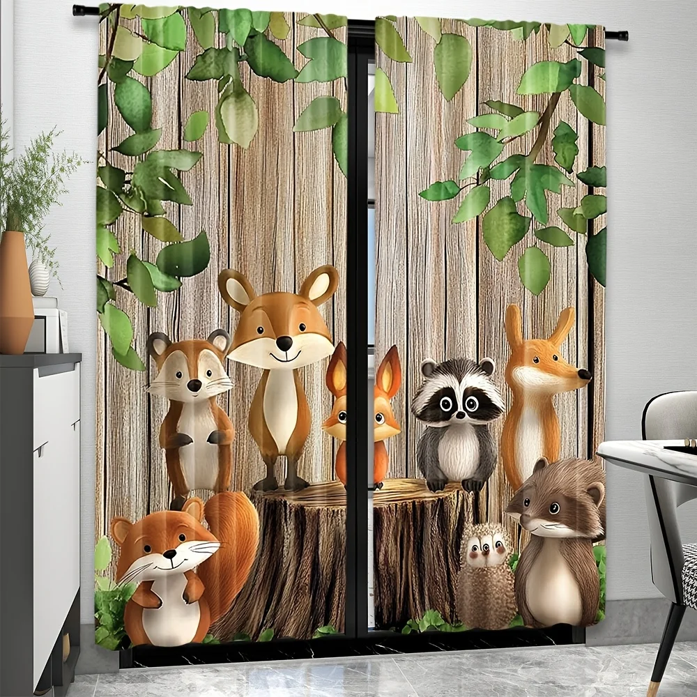 Комплект из 2 штор с изображением лесных животных: милые белки, еноты и совы на деревянном фоне для детской комнаты. Без карниза.
Комплект из 2 штор с изображением лесных животных: милые белки, еноты и совы на деревянном фоне для детской комнаты. Без карниза.