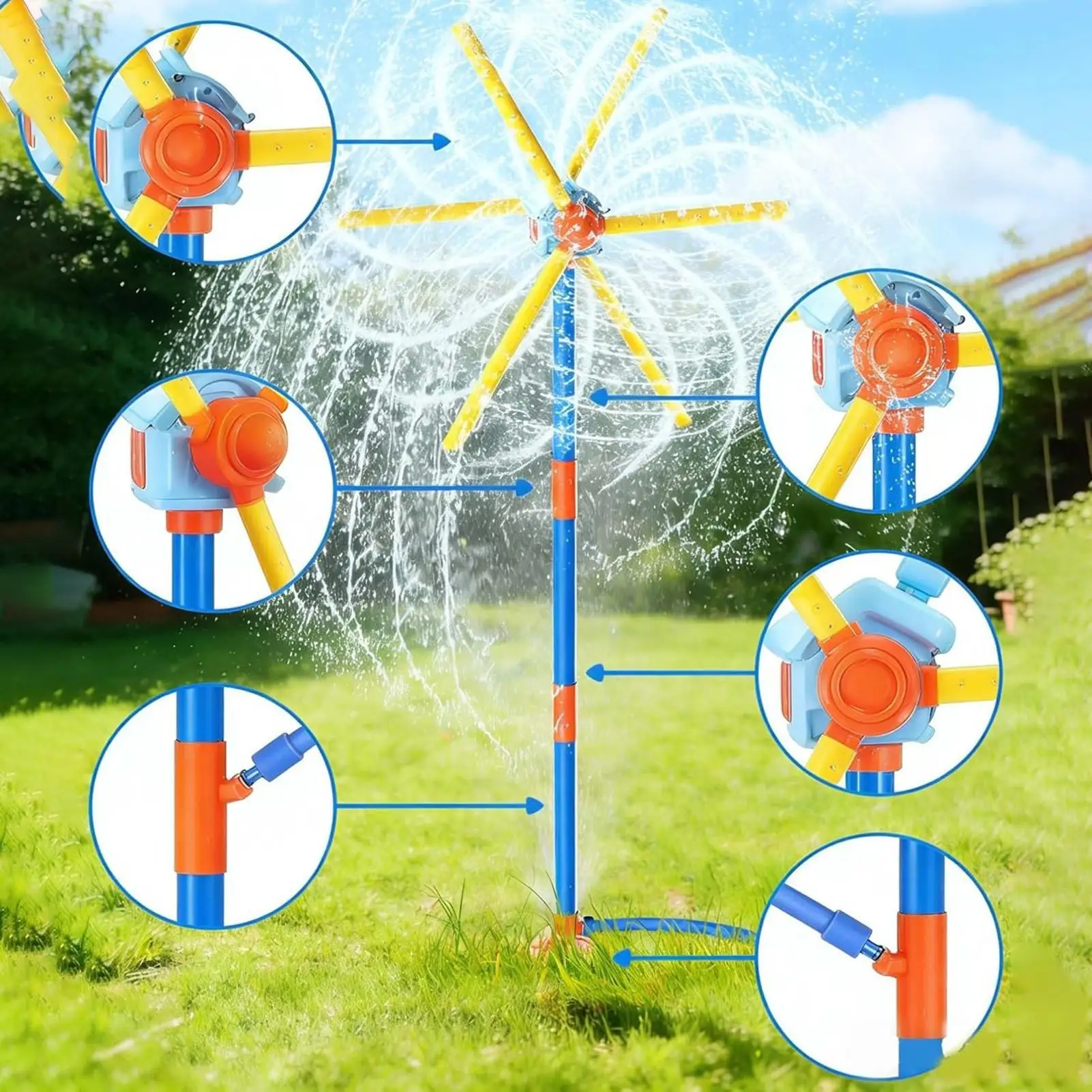 Kids Sprinkler Windmill Fun Sprinkler With 54-nozzle Spring Outdoor Toys For Summer Backyard Yard Garden Park Activities
Kids Sprinkler Windmill Fun Sprinkler With 54-nozzle Spring Outdoor Toys For Summer Backyard Yard Garden Park Activities