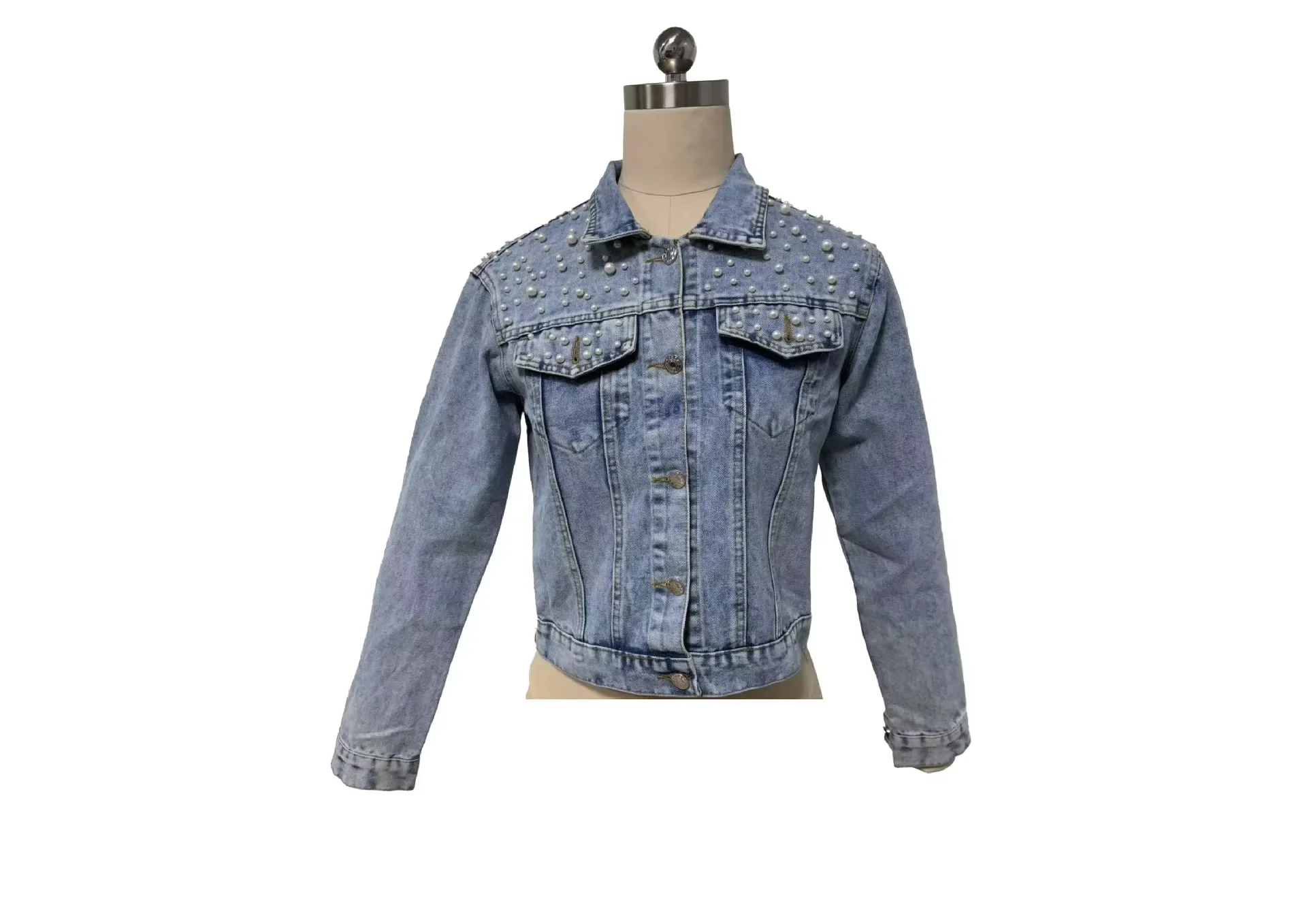 Spring and Autumn New Heavy-duty Beaded Denim Jacket Women Short Long-sleeved Fashionable Foreign Trade Large Pearl Denim Jacket
Spring and Autumn New Heavy-duty Beaded Denim Jacket Women Short Long-sleeved Fashionable Foreign Trade Large Pearl Denim Jacket