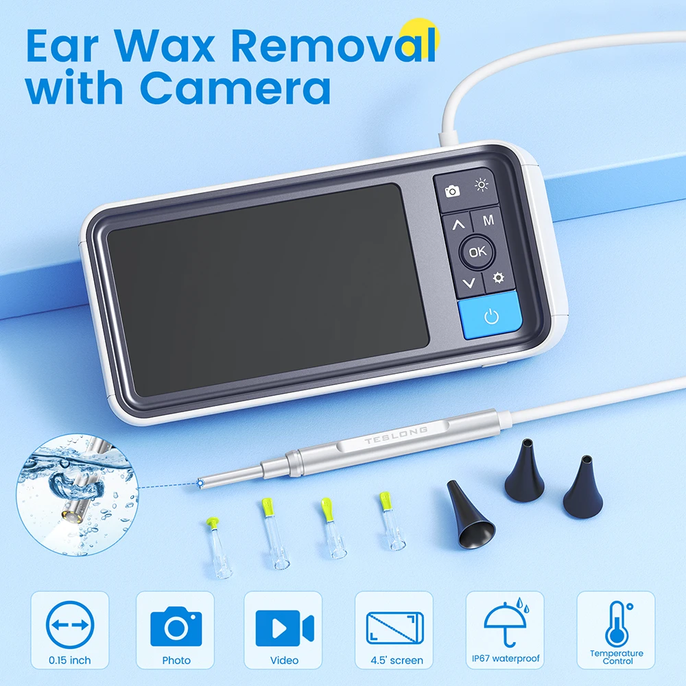 4.5 Inch IPS Color Screen Digital Otoscope 1.0MP 1080P HD 3.9mm Lens Ear Inspection Camera 6 LEDs IP67
4.5 Inch IPS Color Screen Digital Otoscope 1.0MP 1080P HD 3.9mm Lens Ear Inspection Camera 6 LEDs IP67