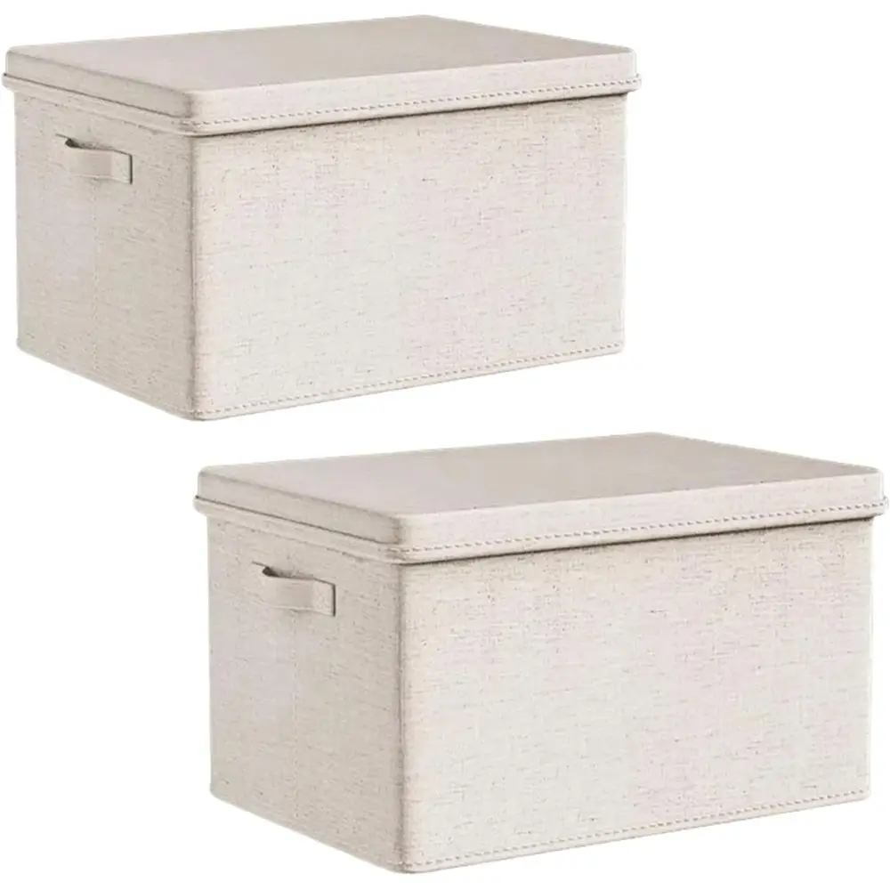 Large Off-White Collapsible Storage Bins with Lids, 2-Pack for Bedroom and Closet Organization
Large Off-White Collapsible Storage Bins with Lids, 2-Pack for Bedroom and Closet Organization