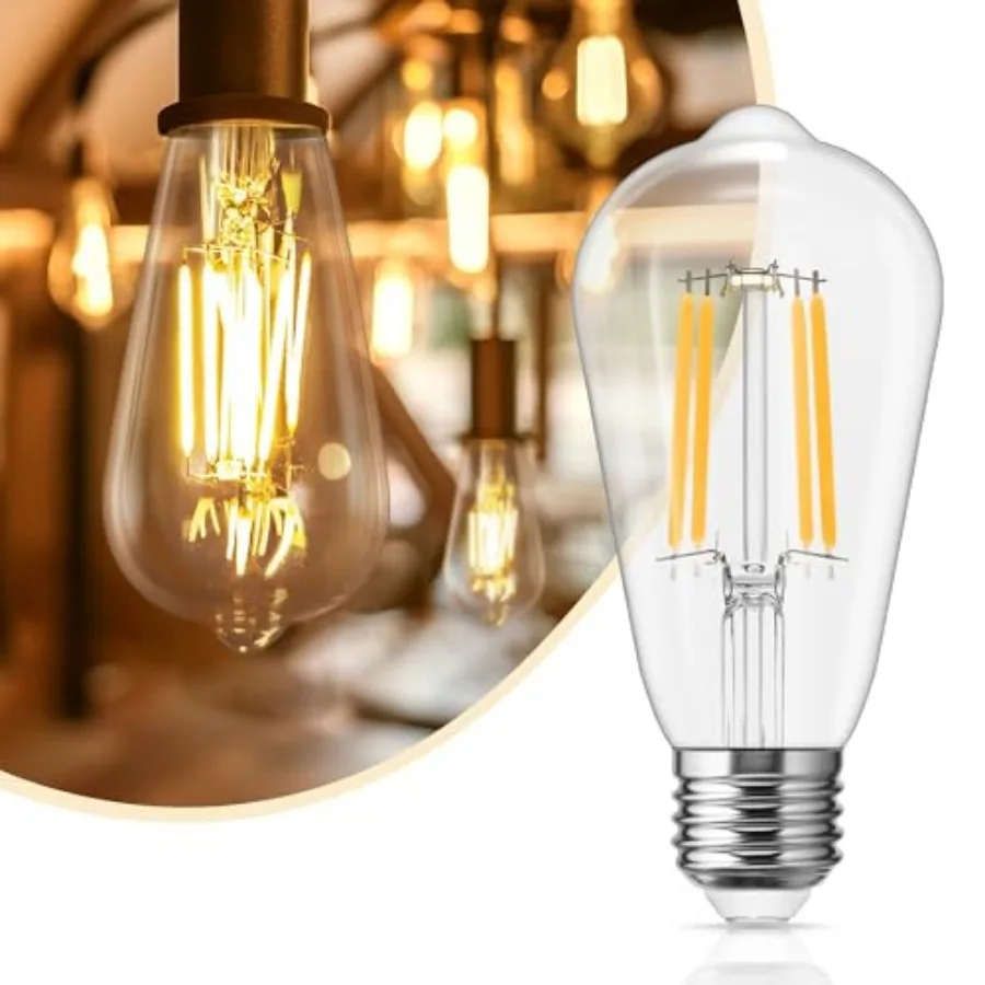 Dimmable LED Edison Light Bulb, Vintage ST58 LED Bulb, E26 4W 40W Equivalent 2700K Warm White, Clear Glass Filament Bulb for Ba
Dimmable LED Edison Light Bulb, Vintage ST58 LED Bulb, E26 4W 40W Equivalent 2700K Warm White, Clear Glass Filament Bulb for Ba