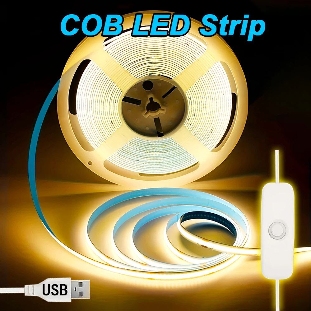 LED Strip Lights USB 5V Super Bright COB Led Strip Flexible Ribbon Tape Lights for Cabinets, Bedrooms, Kitchen, Home Decoration
LED Strip Lights USB 5V Super Bright COB Led Strip Flexible Ribbon Tape Lights for Cabinets, Bedrooms, Kitchen, Home Decoration