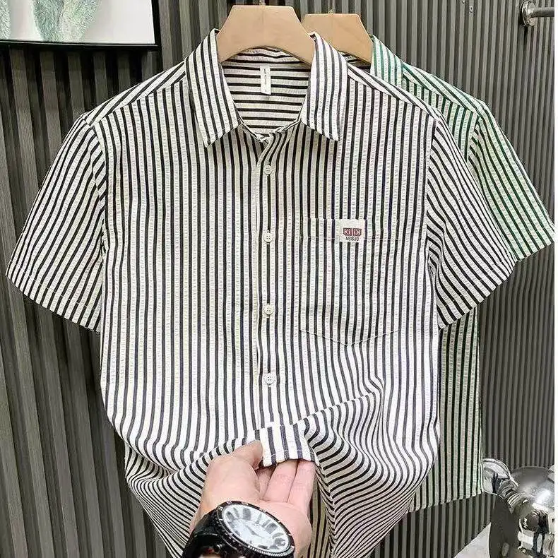 Men's Stripe Ice Silk Short Sleeve Shirt 2026 New Style Workwear Korean Fashion Sun Protection Breathable Polyester Fiber
Men's Stripe Ice Silk Short Sleeve Shirt 2026 New Style Workwear Korean Fashion Sun Protection Breathable Polyester Fiber