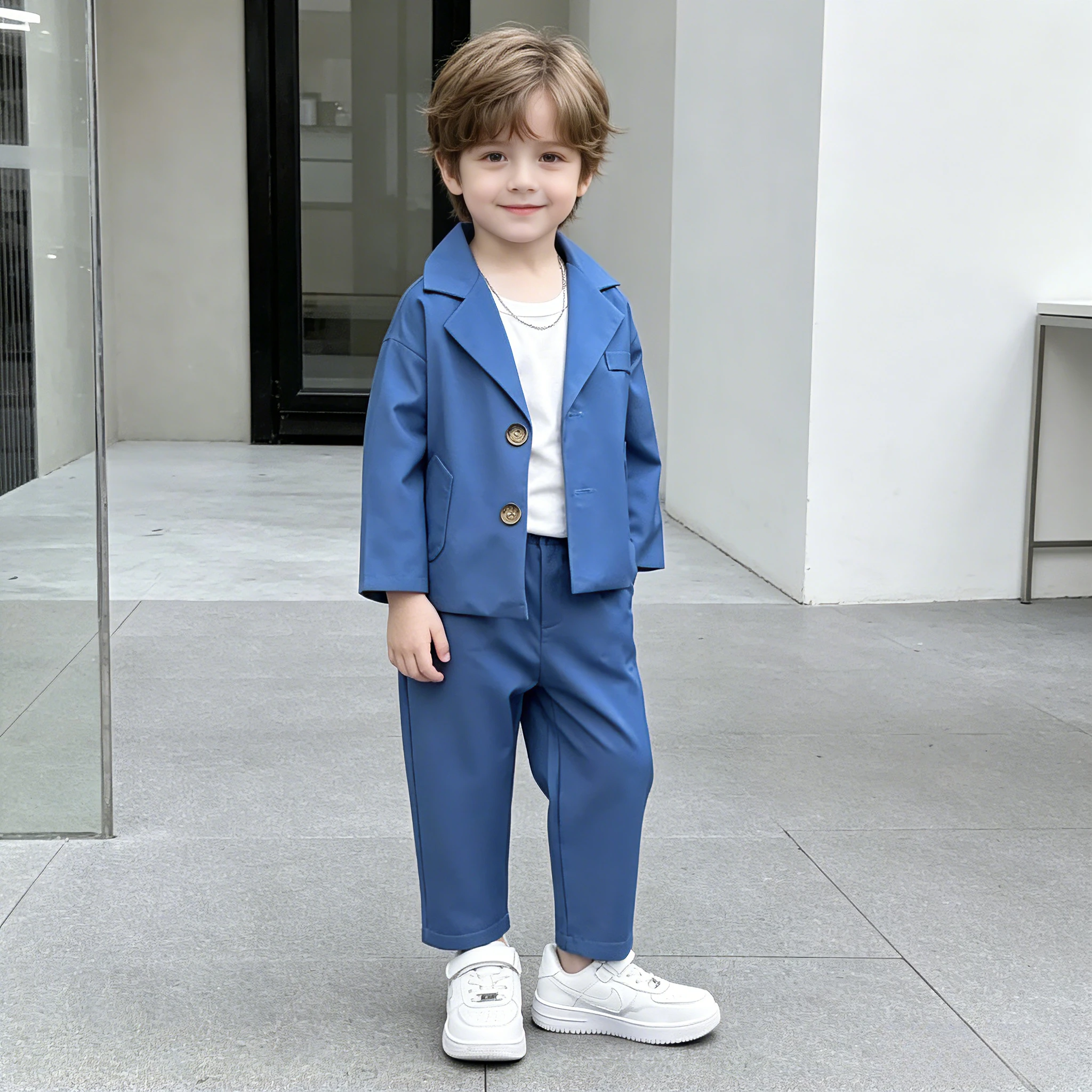 Kids' Fashion Blazer Suit Set Stylish British Style Formal Wear Spring Autumn Casual Wedding Party Blazer Outfit for Teen Boys
Kids' Fashion Blazer Suit Set Stylish British Style Formal Wear Spring Autumn Casual Wedding Party Blazer Outfit for Teen Boys
