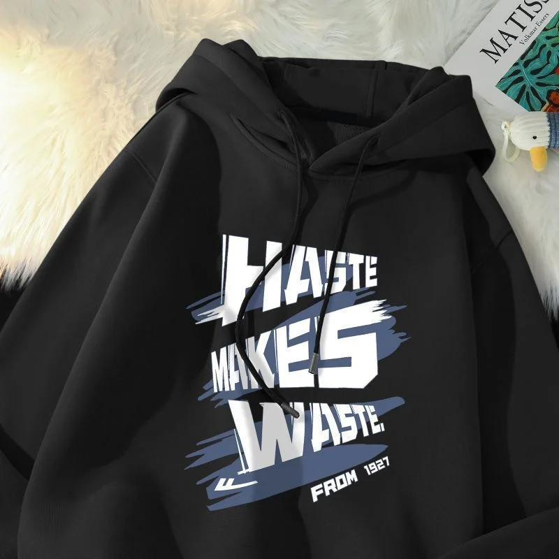 Haste Makes Waste Printed Hoody Man Personality Hip Hop Casual Pullover Hoodies Letter Y2K Streetwear Hooded Sweatshirts
Haste Makes Waste Printed Hoody Man Personality Hip Hop Casual Pullover Hoodies Letter Y2K Streetwear Hooded Sweatshirts
