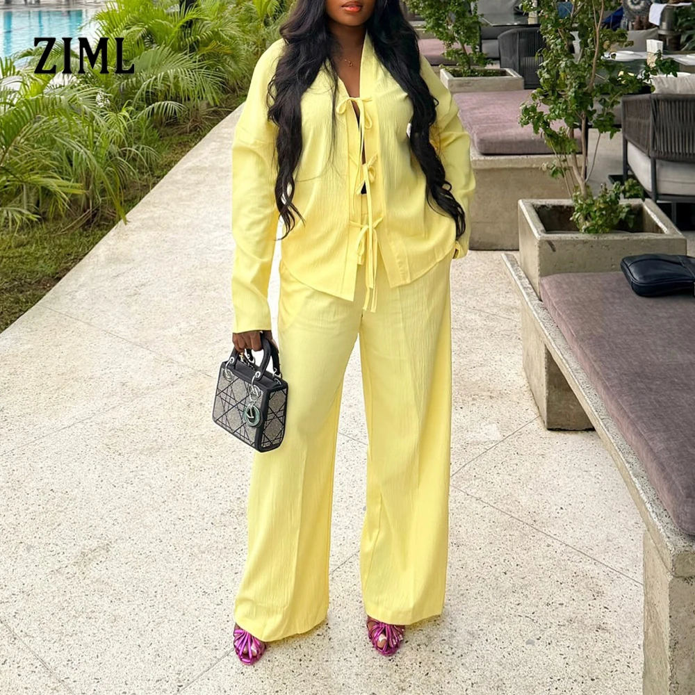 ZIML Loose Casual Solid Beach Style Two Piece Sets For Women V Neck Long Sleeve Top High Waist Pants Chic Set Female Fashion New
ZIML Loose Casual Solid Beach Style Two Piece Sets For Women V Neck Long Sleeve Top High Waist Pants Chic Set Female Fashion New