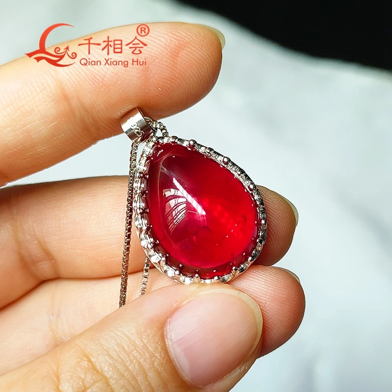 Fashion Luxury 25ct 15x20mm Pear Shape Red lab grown Ruby with inclusions Gemstone S925 Silver Jewelry for Pendant Necklace
Fashion Luxury 25ct 15x20mm Pear Shape Red lab grown Ruby with inclusions Gemstone S925 Silver Jewelry for Pendant Necklace