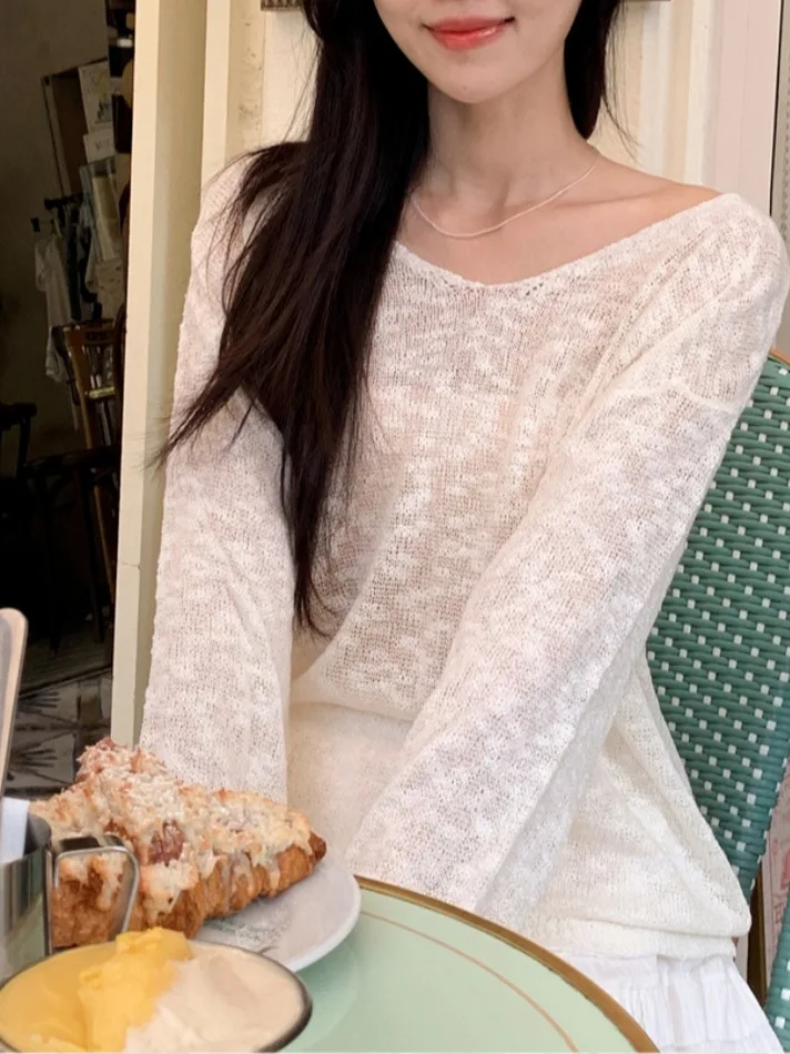 Korean Sle V-Ne Long Sve Thin Knitted Sweater Women's Faionable Pullover Summer New Arrival Commute Sle Top
Korean Sle V-Ne Long Sve Thin Knitted Sweater Women's Faionable Pullover Summer New Arrival Commute Sle Top
