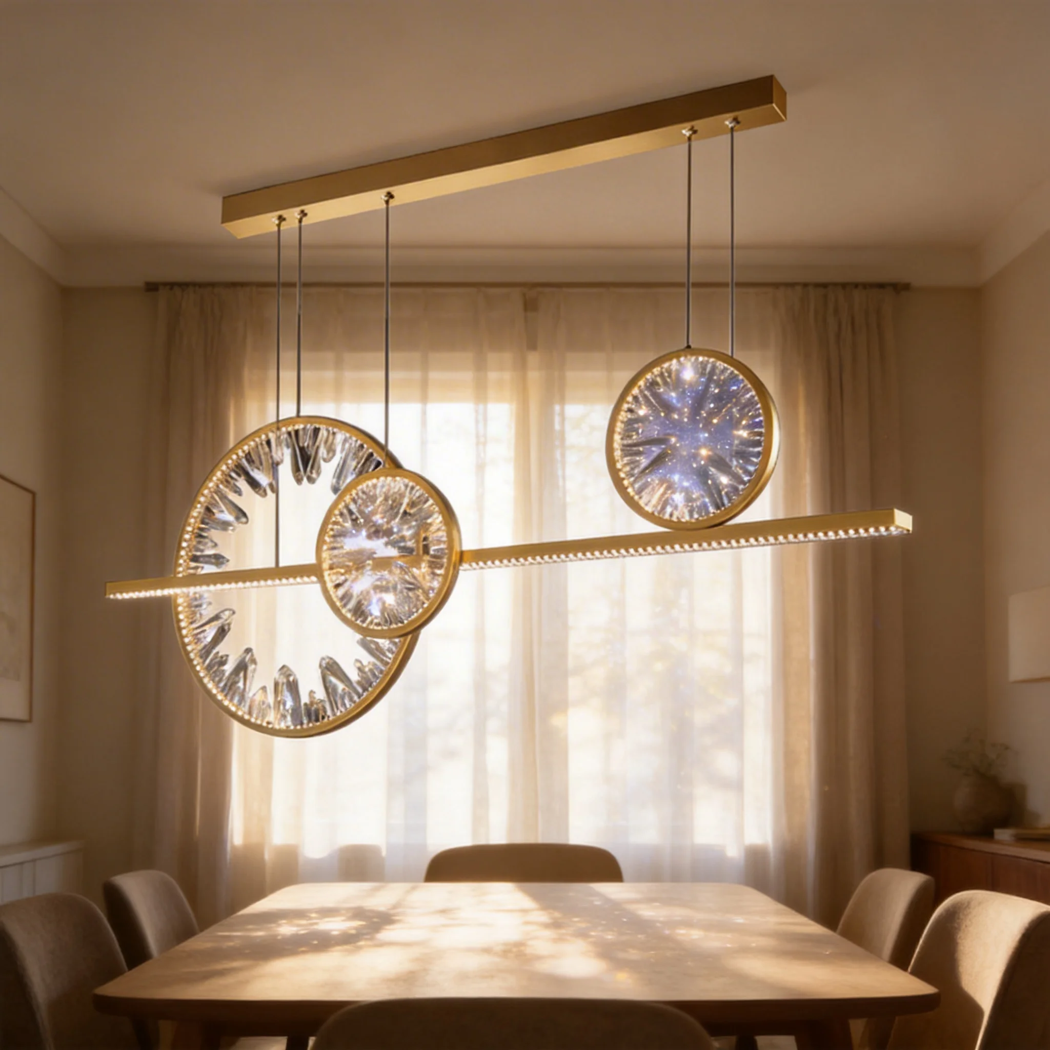 Modern Crystal LED Chandelier Creative Rectangle Rings Kitchen Dining Room Hanging Lamp Art Design Pendant Light Fixture
Modern Crystal LED Chandelier Creative Rectangle Rings Kitchen Dining Room Hanging Lamp Art Design Pendant Light Fixture