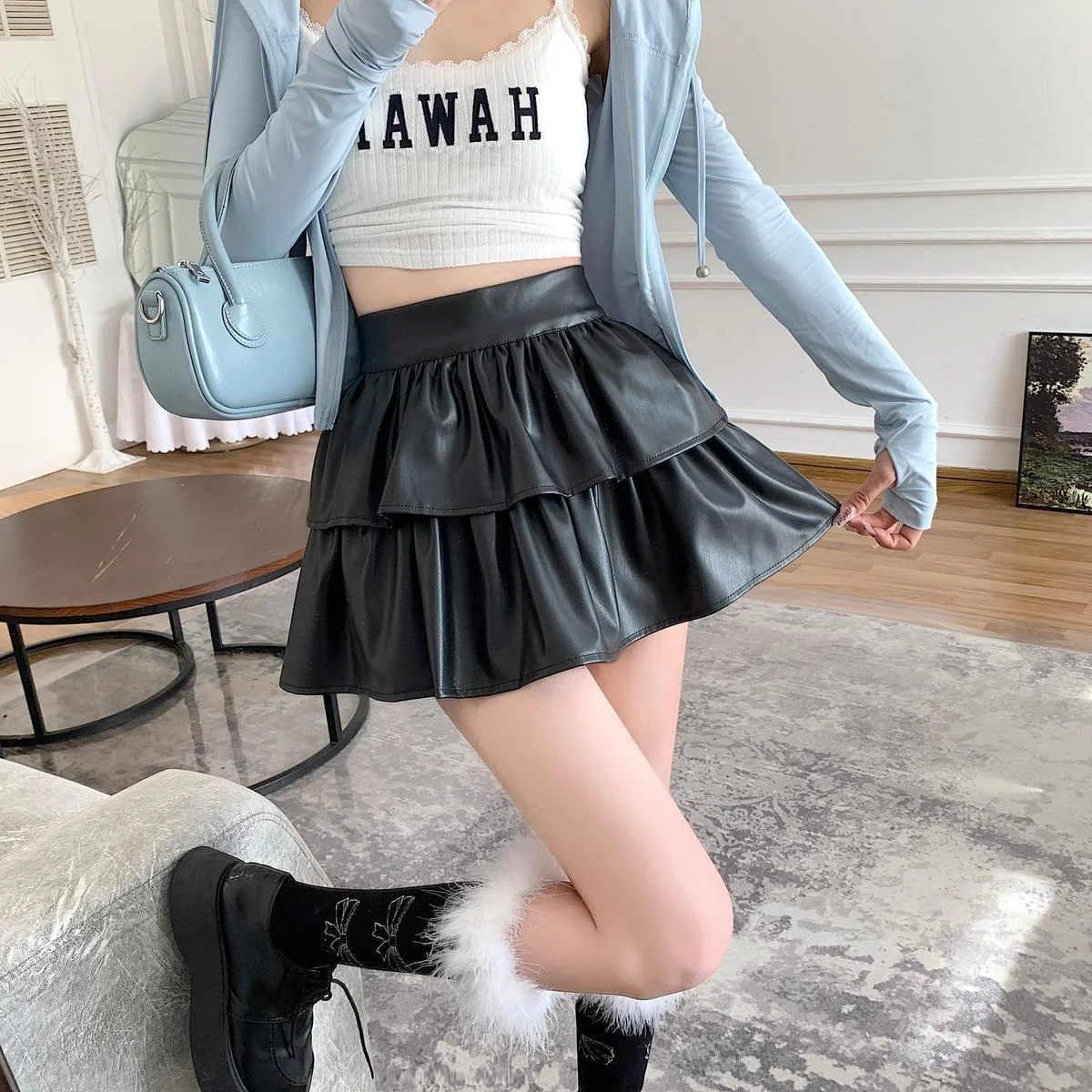 A-line Skirt for Women High Waist Pu Leather Skirt Ropa Mujer Mini Skirts Clothes for Women
A-line Skirt for Women High Waist Pu Leather Skirt Ropa Mujer Mini Skirts Clothes for Women