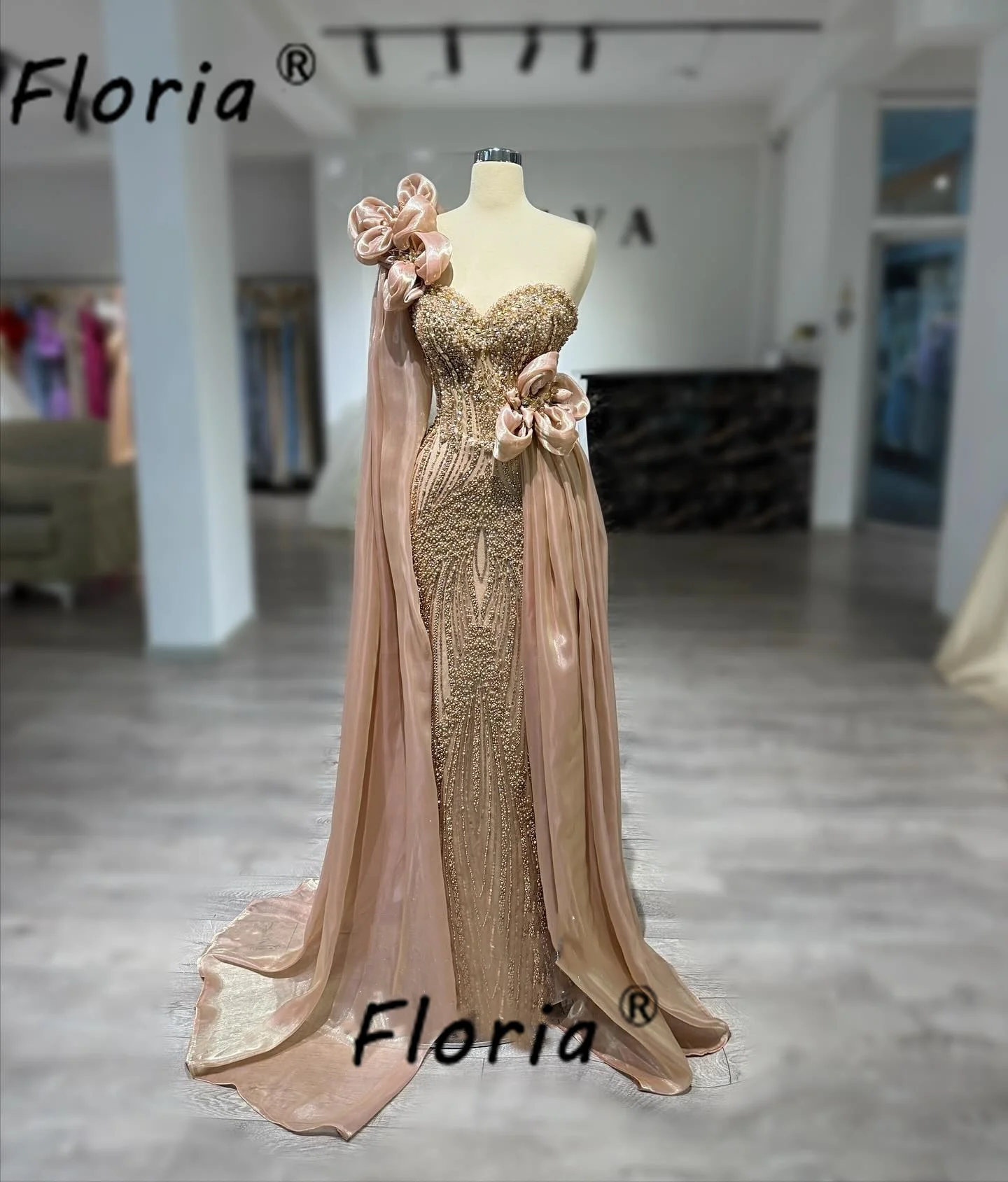 Luxury Beaded Mermaid Evening Dress Long Organza Shawl and Tail Prom Party Wedding Engagement Dresses Customized robes de soirée
Luxury Beaded Mermaid Evening Dress Long Organza Shawl and Tail Prom Party Wedding Engagement Dresses Customized robes de soirée